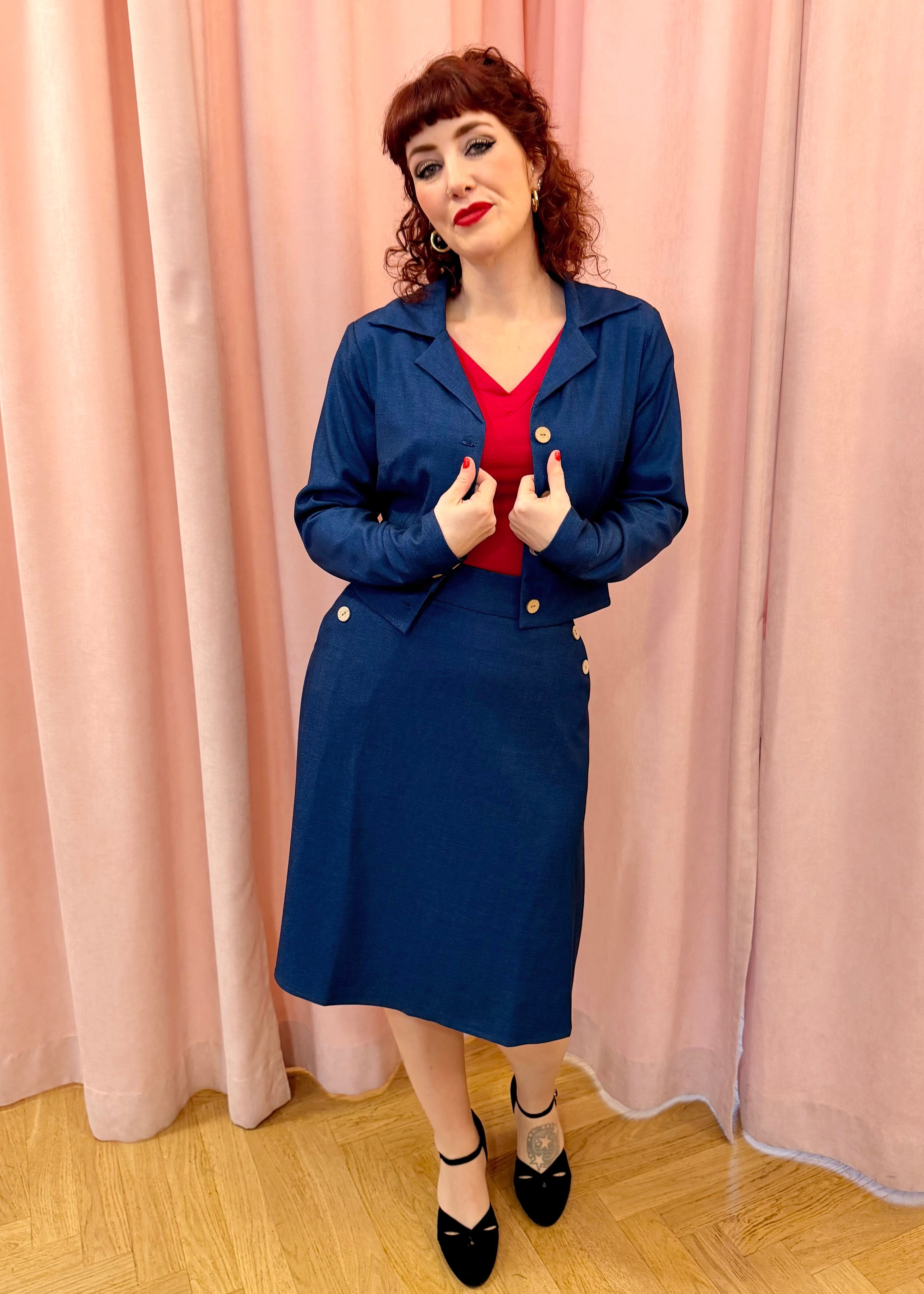 1940'er stils jakke - blå denimlook jakke Daisy Dapper
