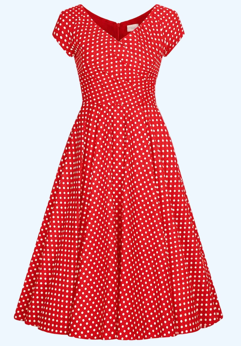 1950'er Hourglass swing kjole - rød med prikker swing kjole Pretty Dress Company
