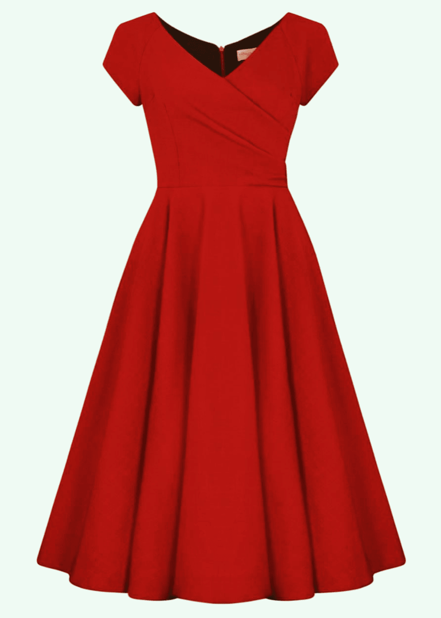 1950'er Hourglass swingkjole i rød swing kjole Pretty Dress Company