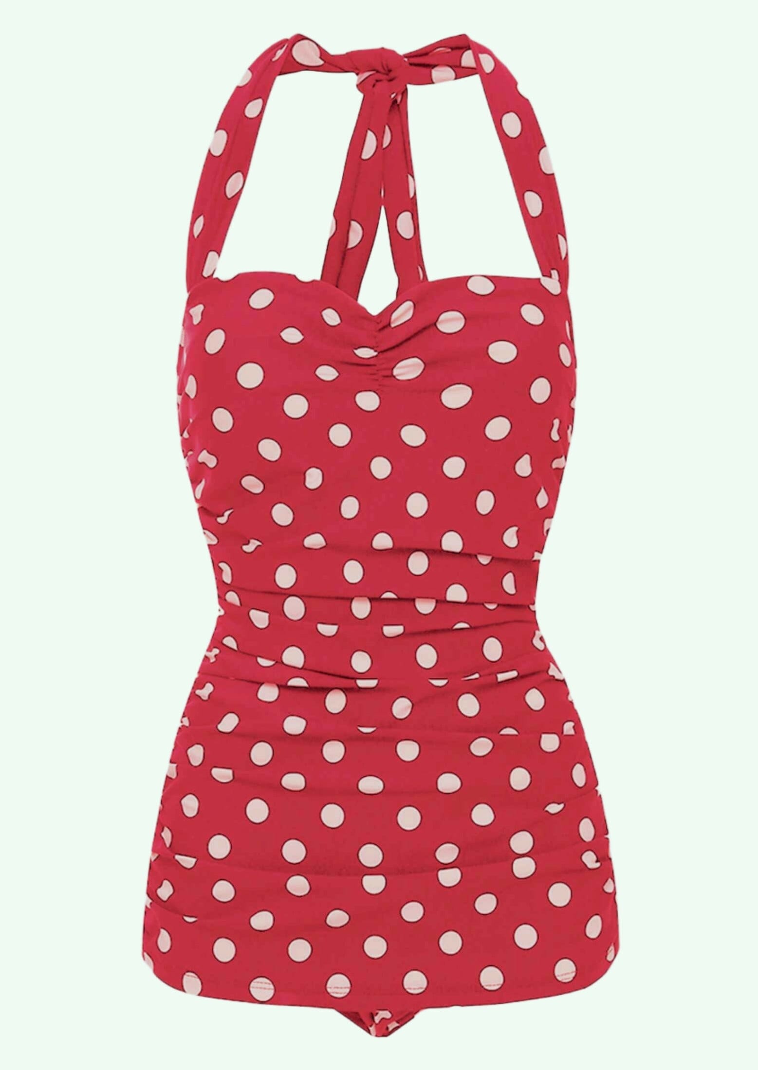 1950'er stil badedragt i rød med hvide prikker Esther Williams
