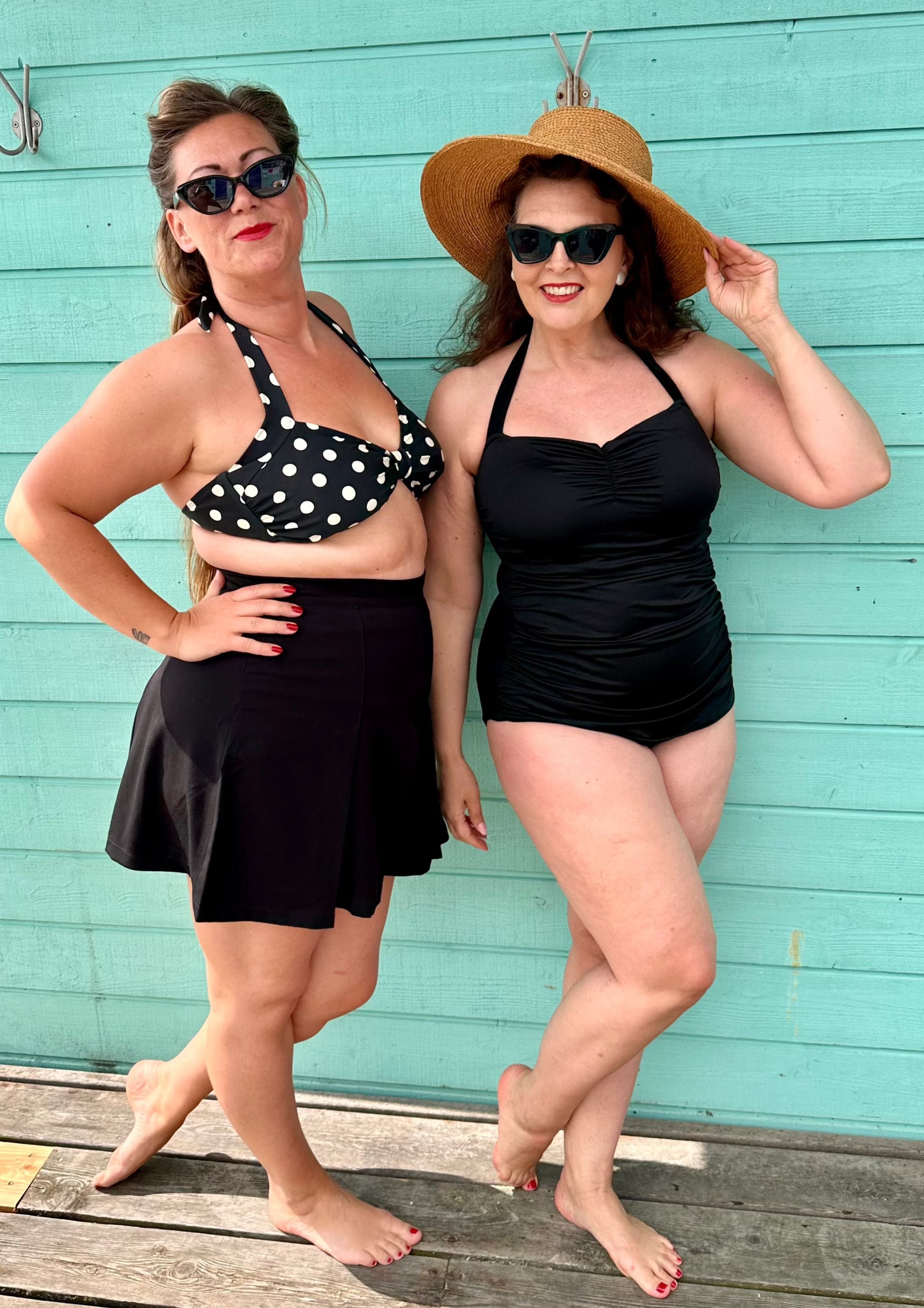 1950'er stil badedragt i sort toej Esther Williams