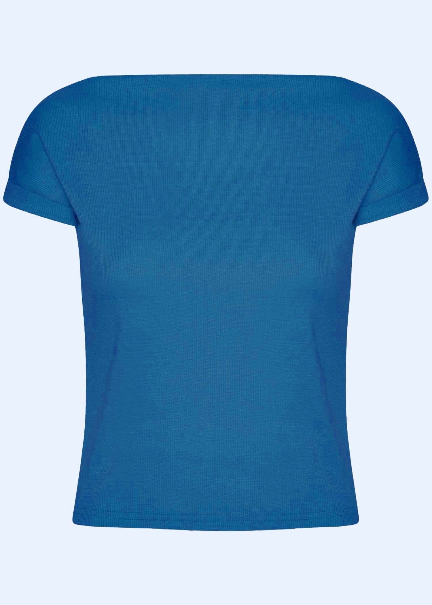 1950'er stils kortærmet top i teal jersey top Freddies Of Pinewood