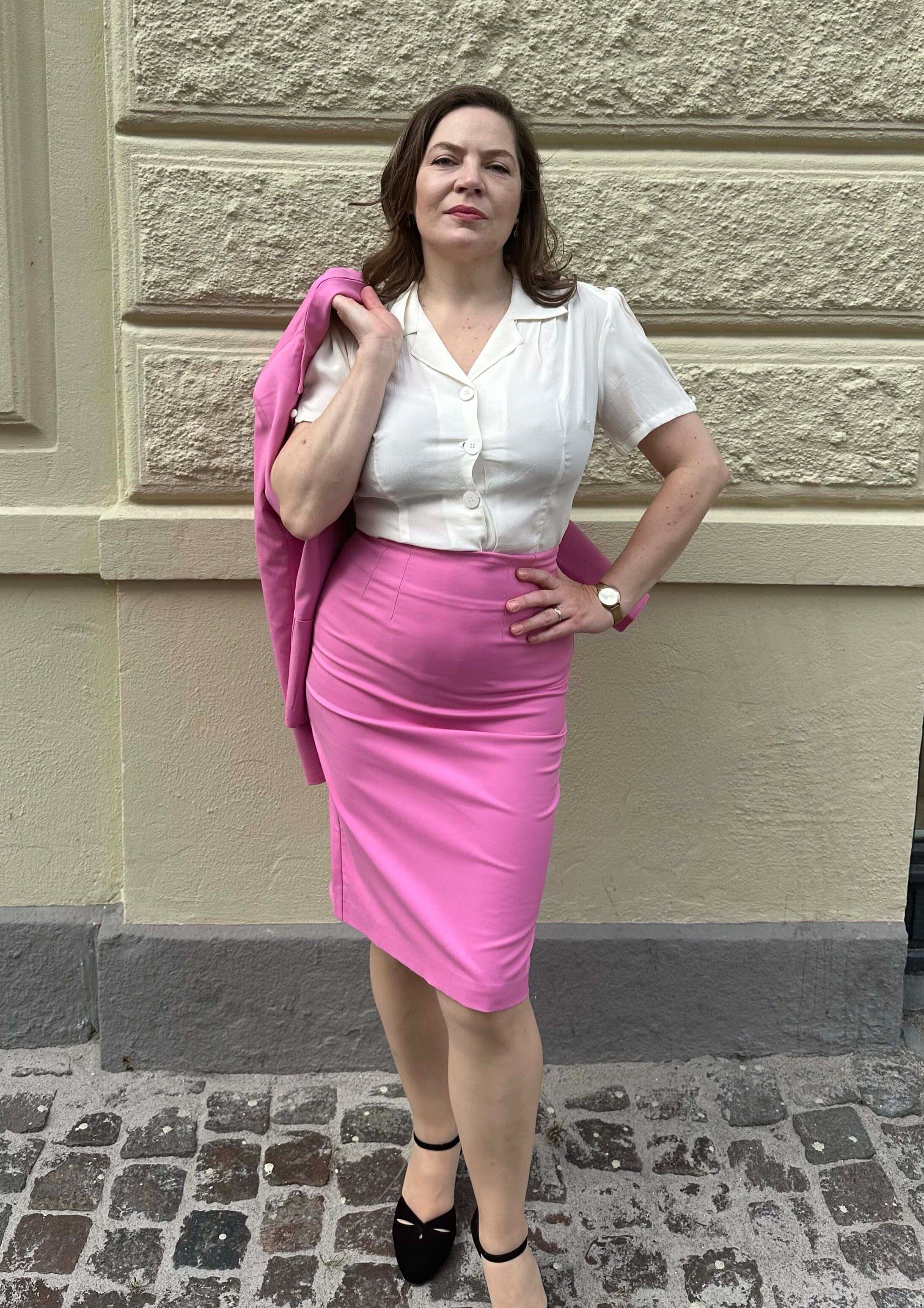 1950'er stils pencil nederdel i cerise pink Nederdel Daisy Dapper