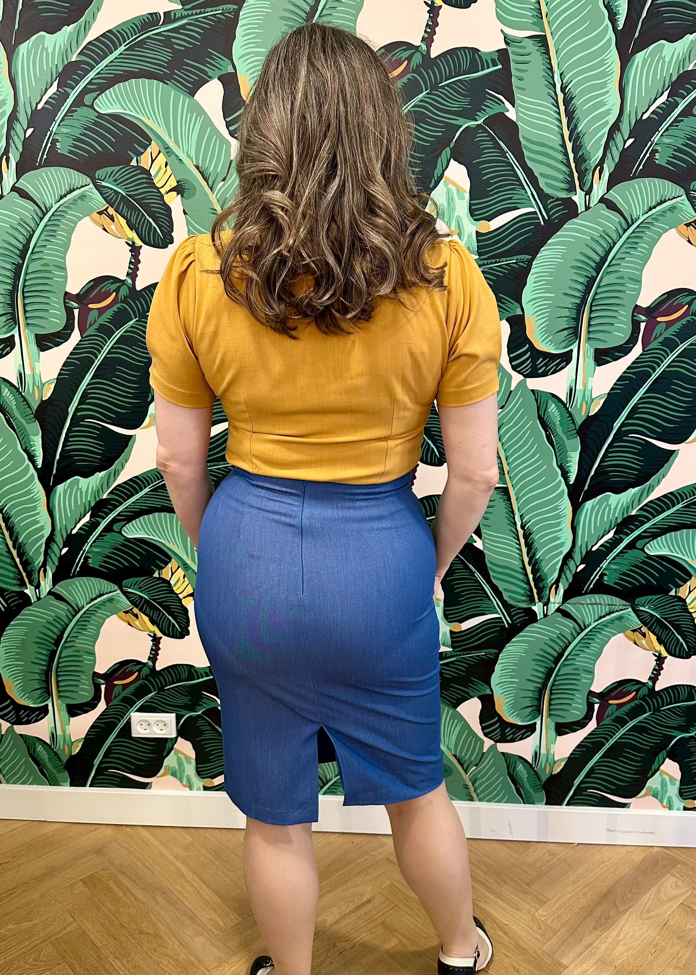 1950'er stils pencilnederdel i denimblå pencil nederdel Daisy Dapper