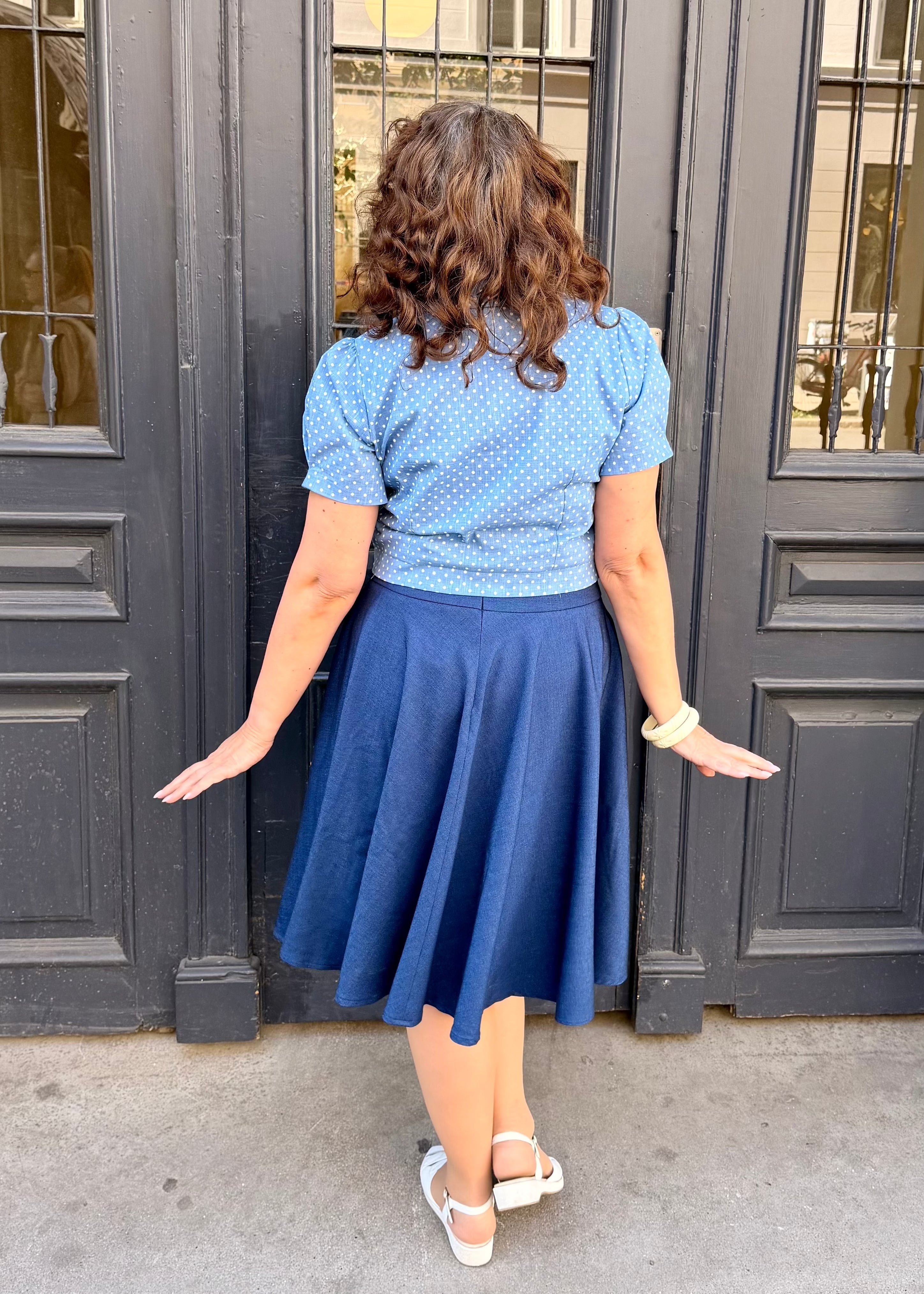 1950'er stils swingnederdel - denimlook swing nederdel Daisy Dapper