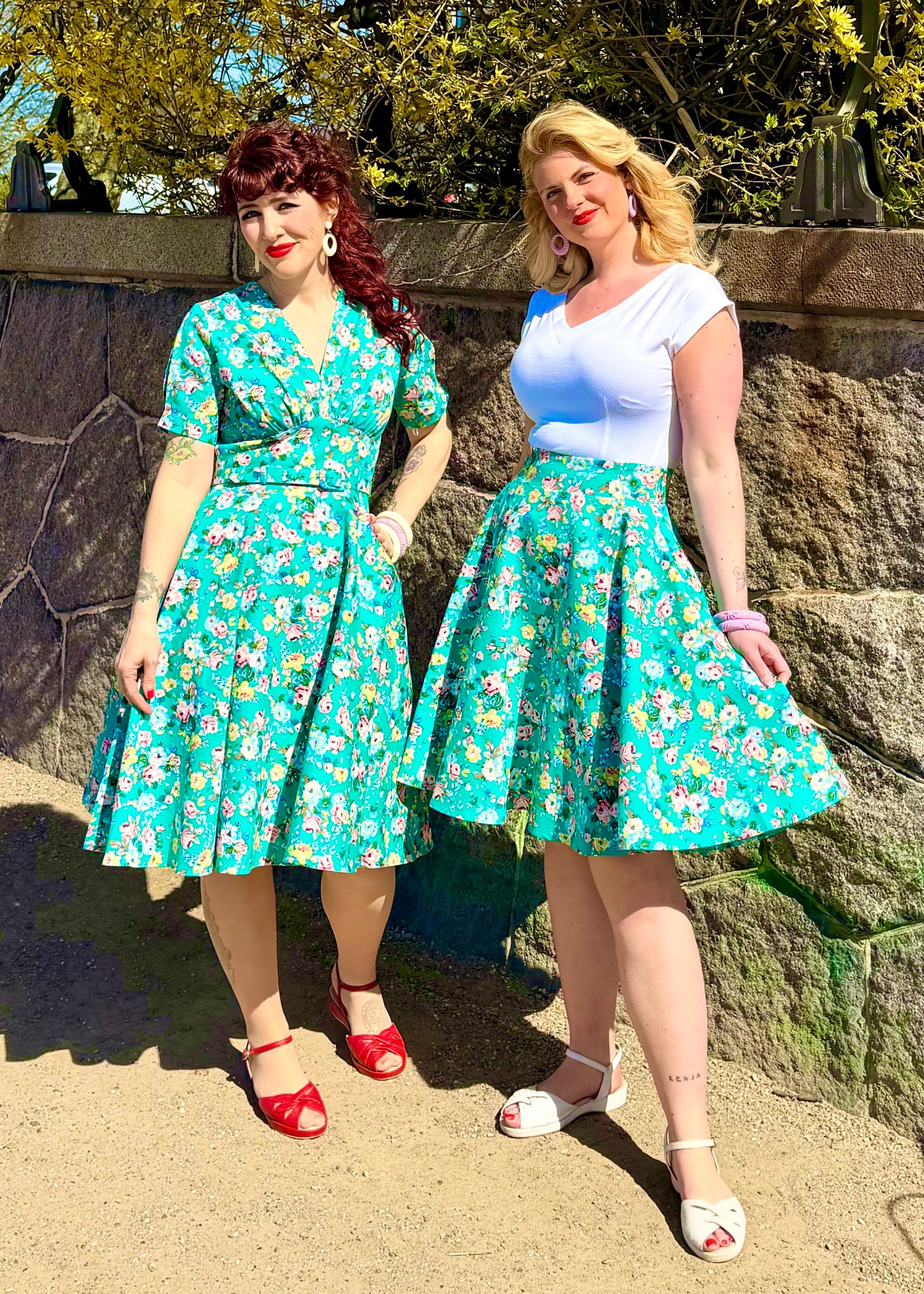1950'er stils swingnederdel - green roses swing nederdel Daisy Dapper