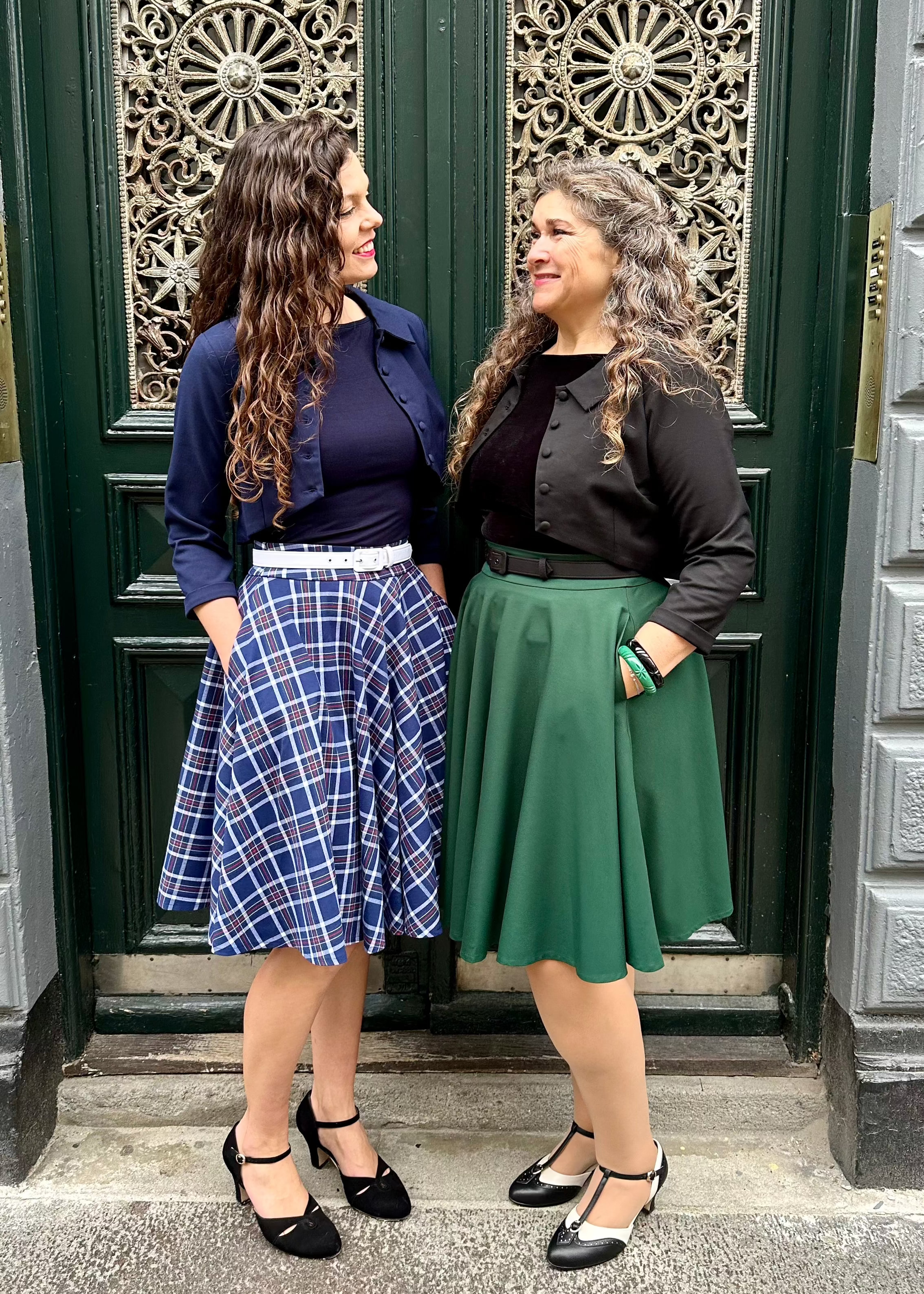 1950'er stils swingnederdel i blå tartan swing nederdel Daisy Dapper