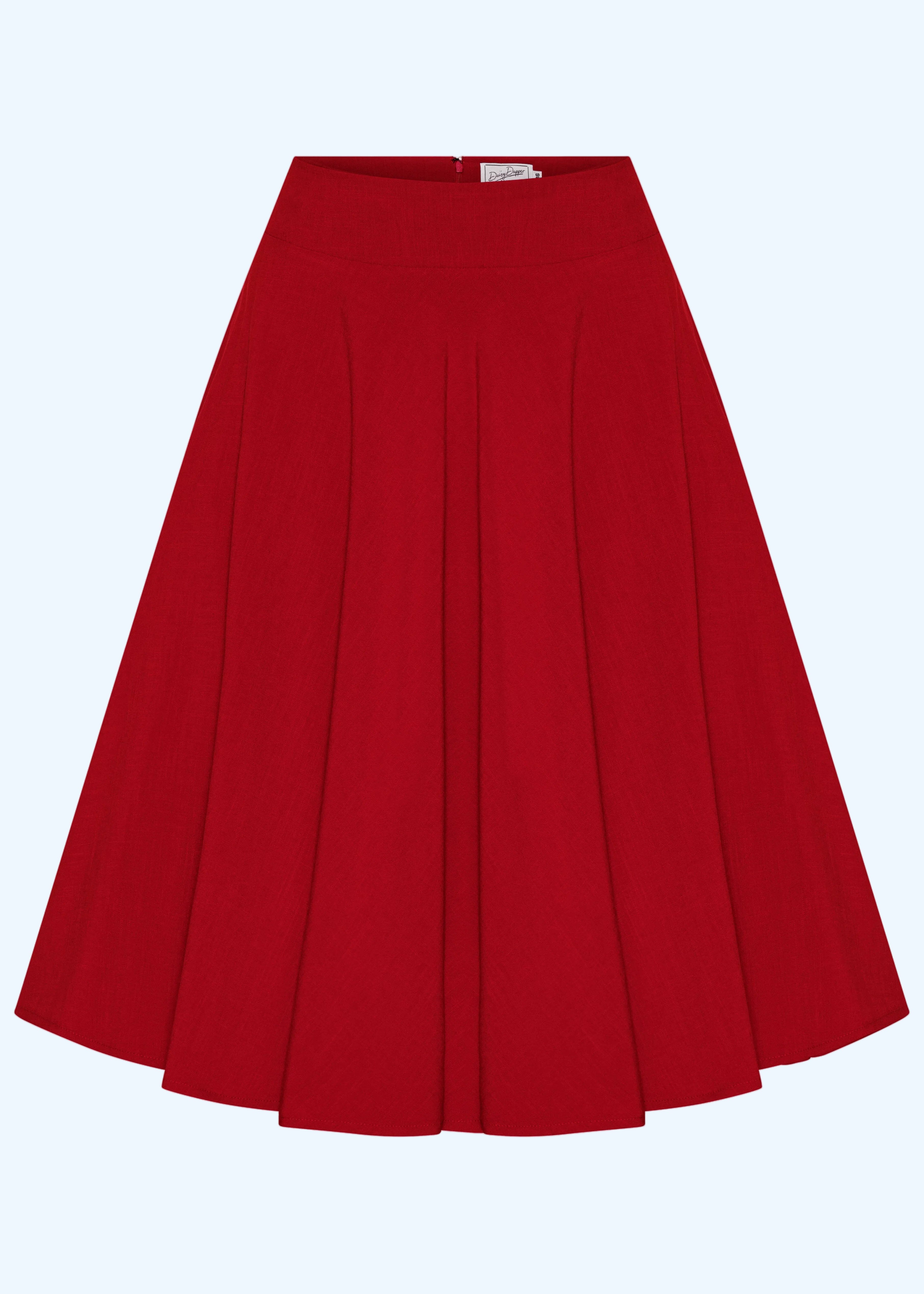 1950'er stils swingnederdel i linen - rød swing nederdel Daisy Dapper