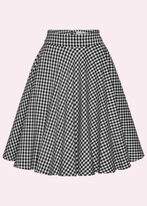 1950'er stils swingnederdel i sort/hvid pepita tern nederdel Daisy Dapper