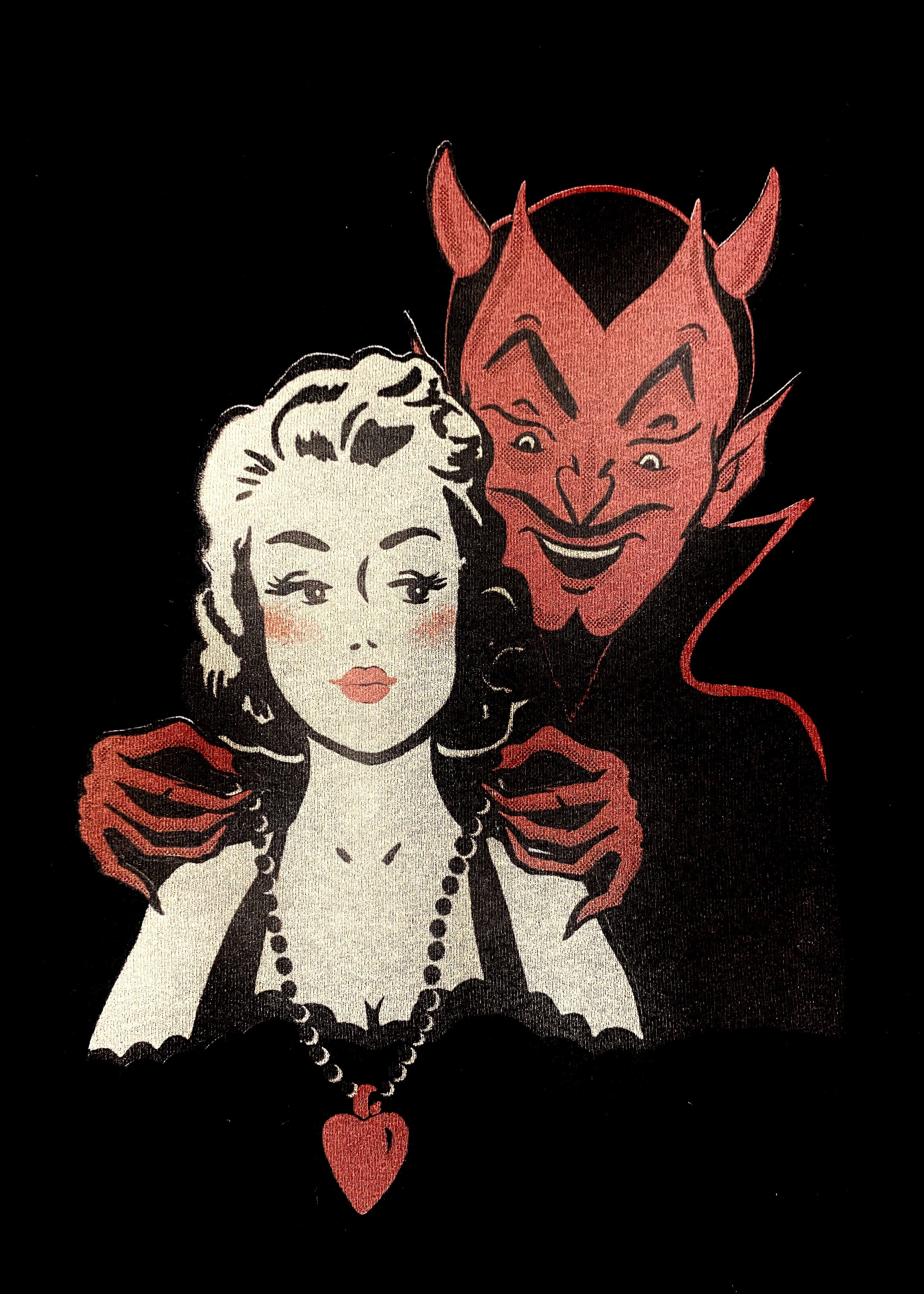 1950'er stils T-shirt 'Deal with the Devil' i sort tøj Mischief Made