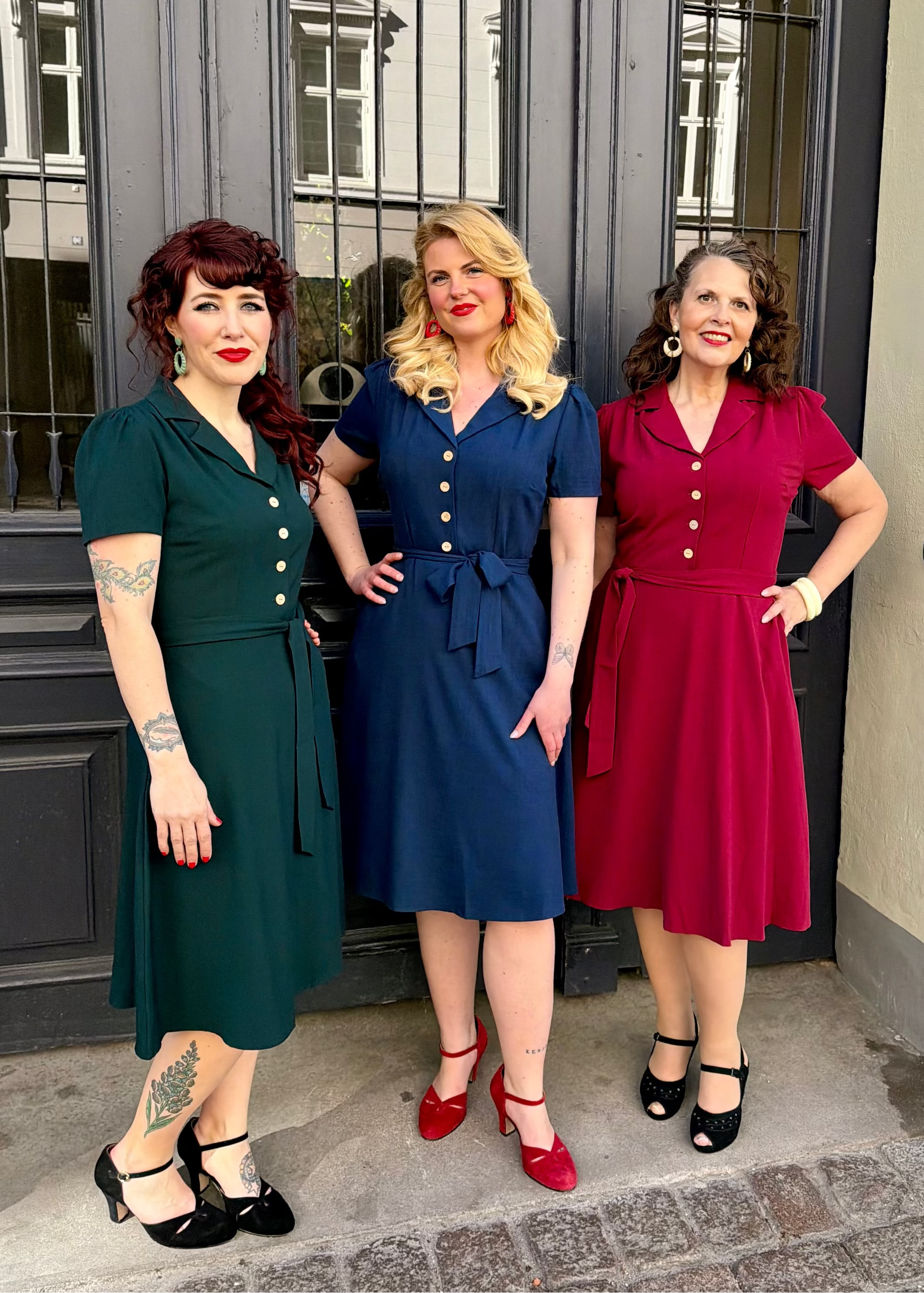 Betty kortærmet skjortekjole - navy linen