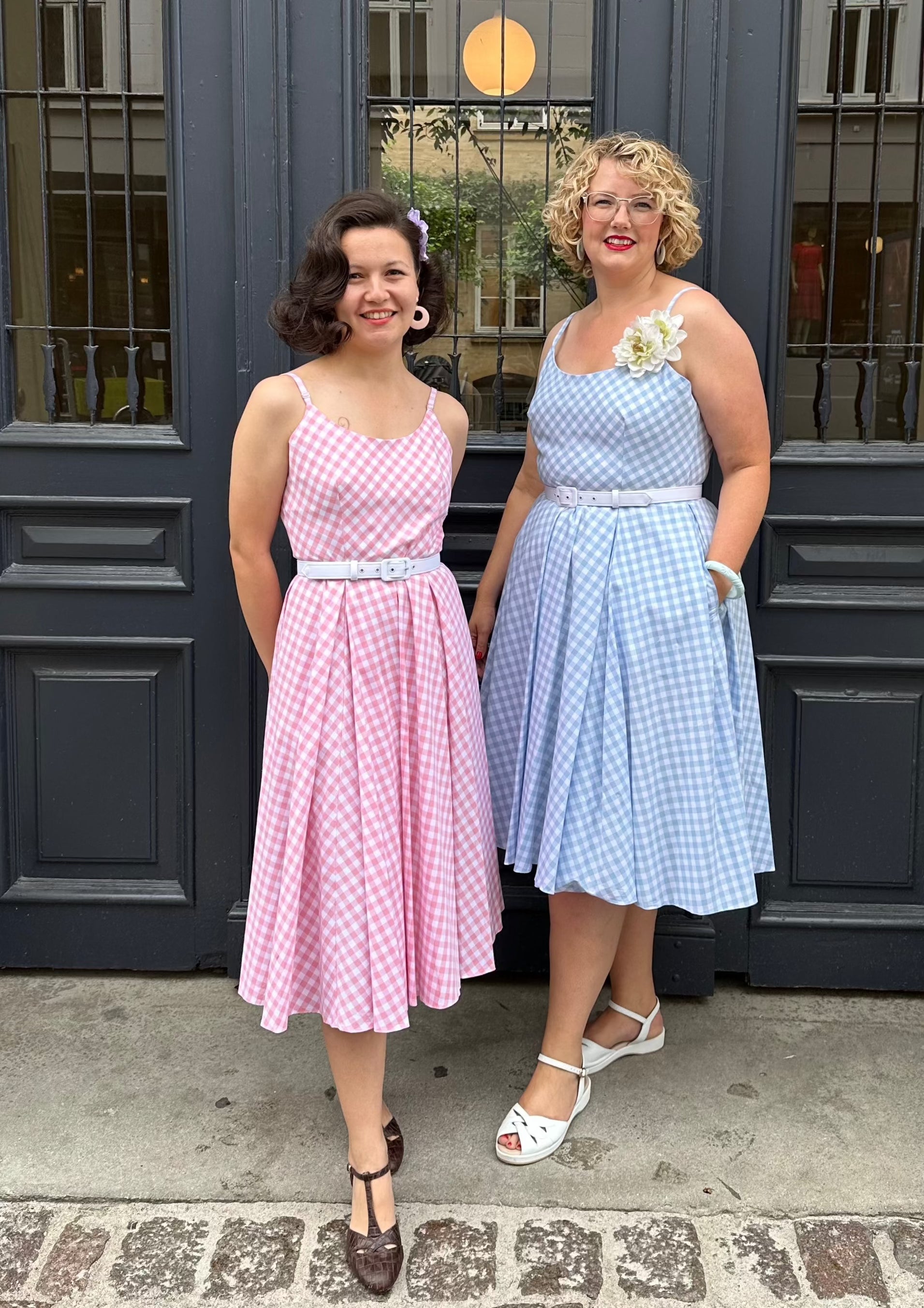 Priscilla swing kjole - rosa gingham tern