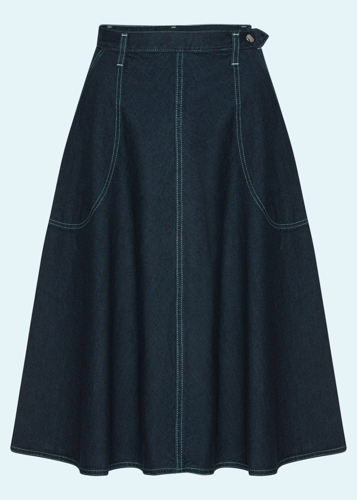 A-line denim nederdel i indigo fra Freddies of Pinewood
