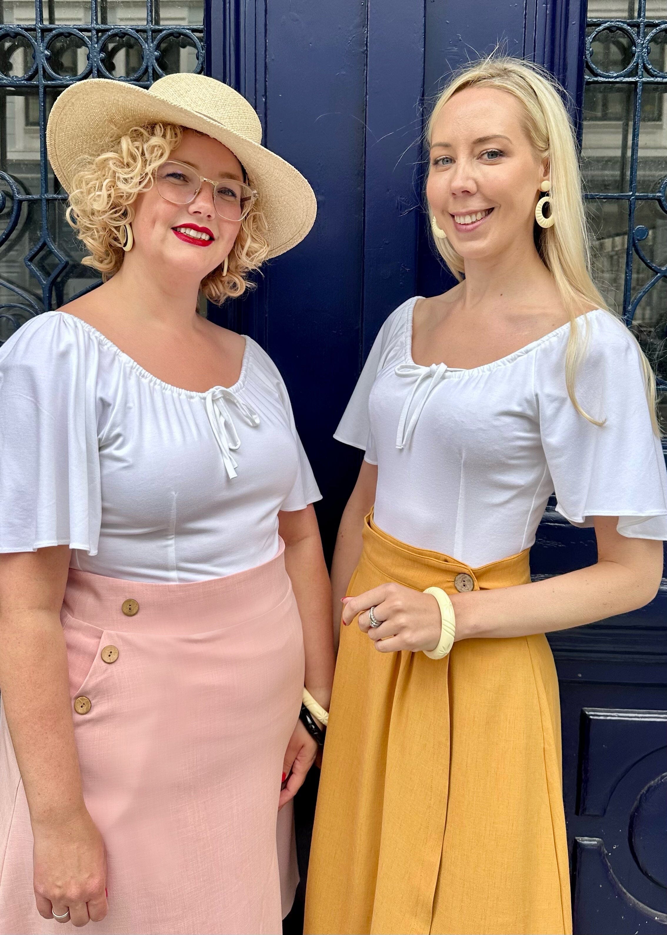 A-line nederdel med knapper i lys rosa aline nederdel Daisy Dapper