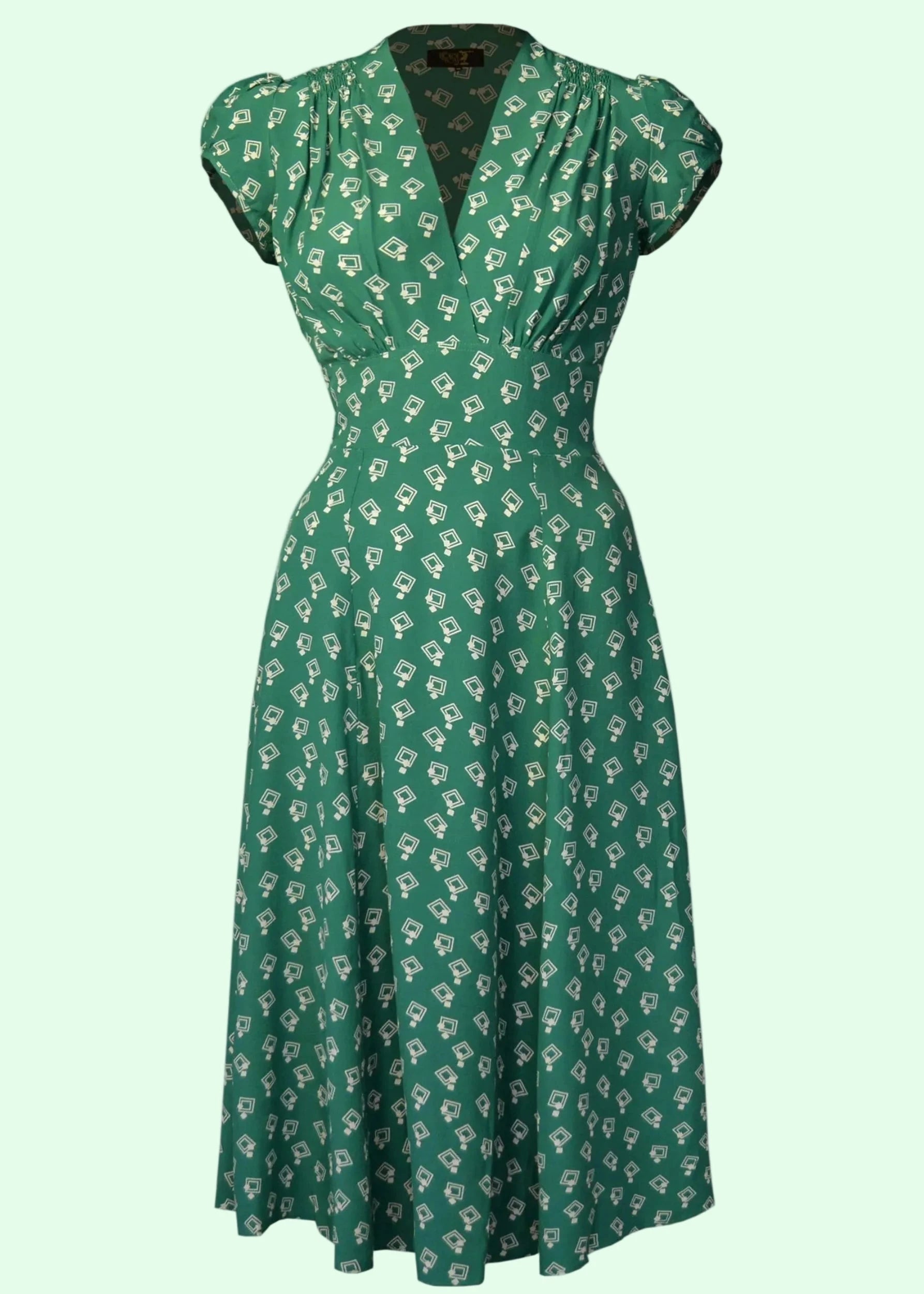 Ava klassisk A-line kjole - grøn Diamond Deco aline kjole House of Foxy