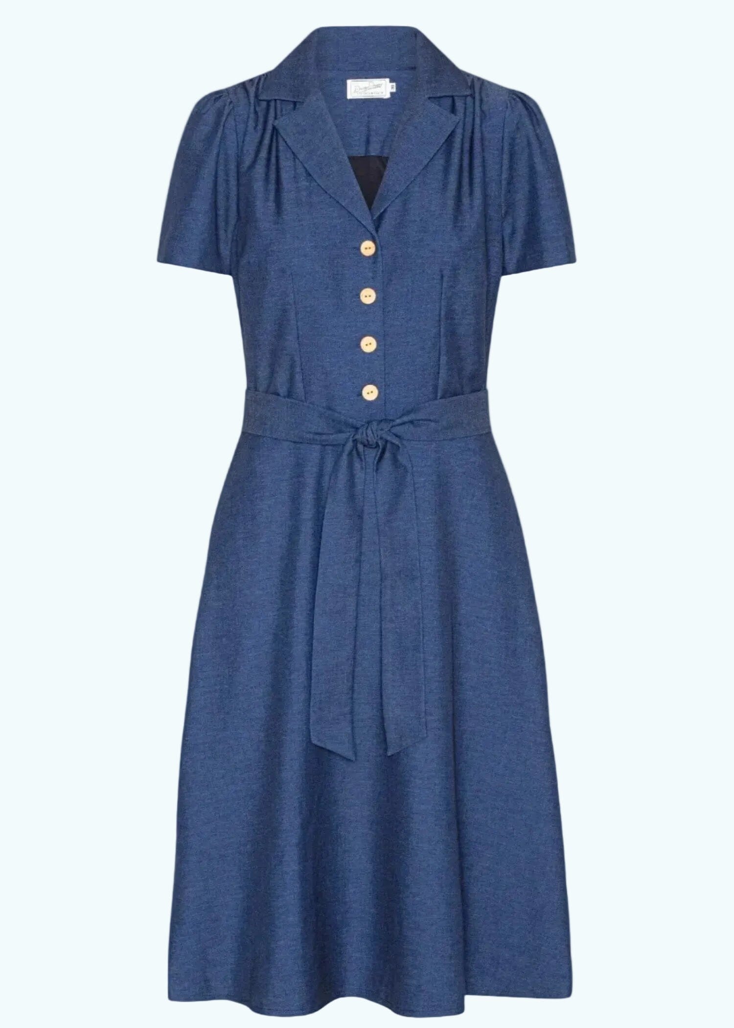 Betty kortærmet skjortekjole - blå denimlook skjortekjole Daisy Dapper