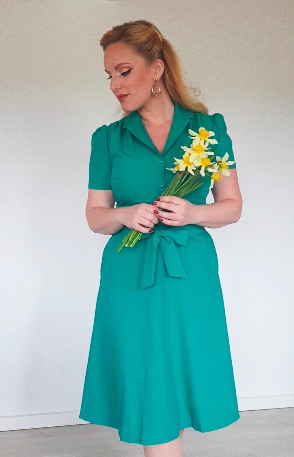 Betty skjortekjole i grøn aline kjole Daisy Dapper