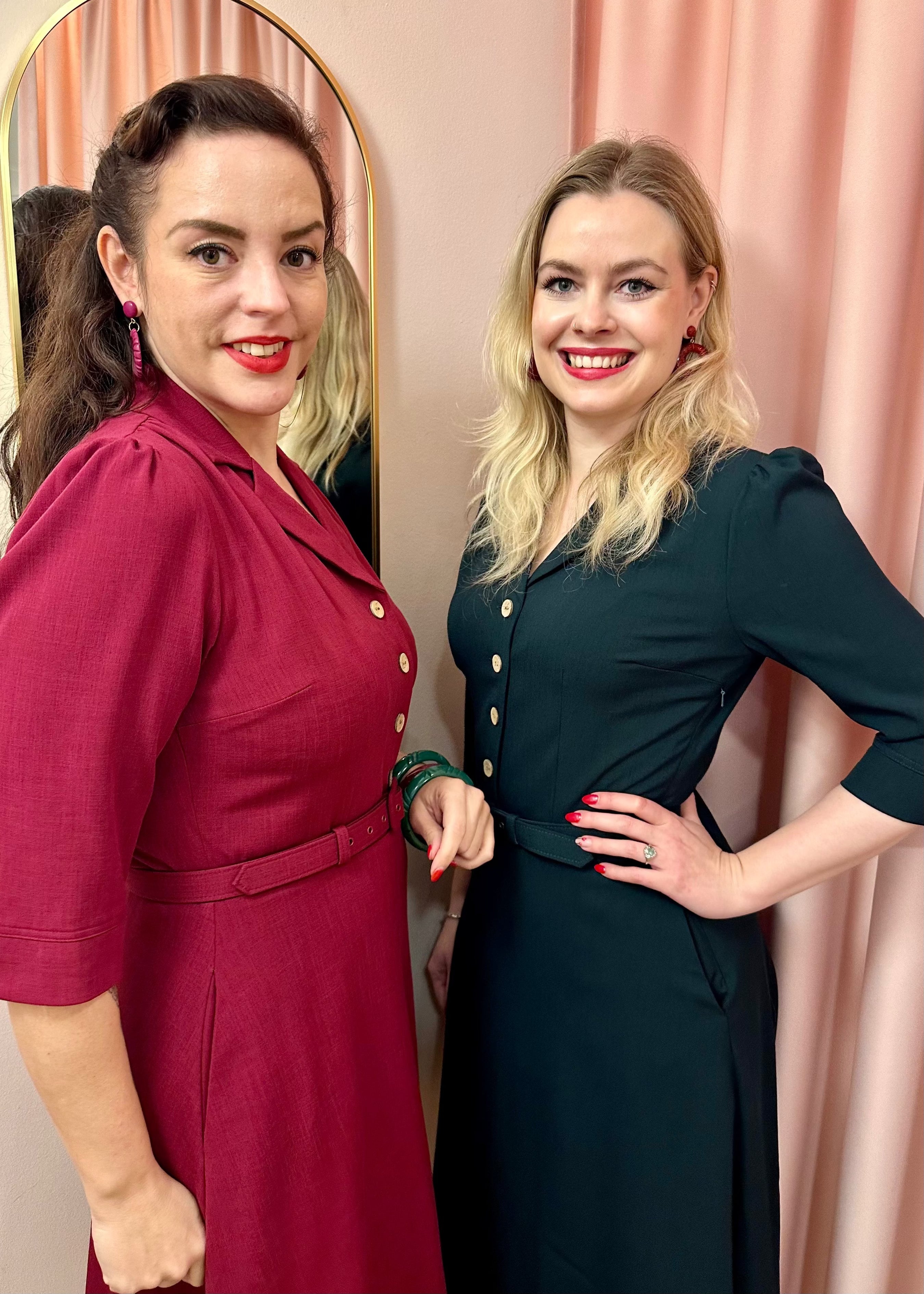 Betty skjortekjole med 3/4 ærmer - berry Kjoler Daisy Dapper