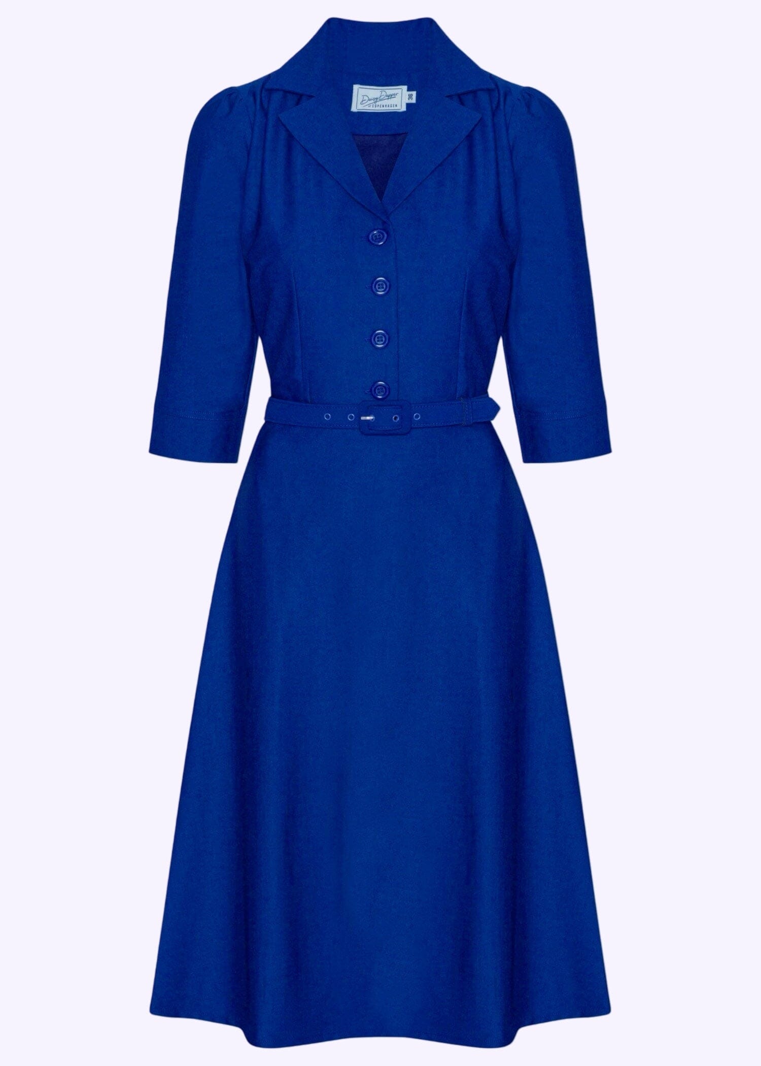 Betty skjortekjole med 3/4 ærmer i kongeblå skjortekjole Daisy Dapper