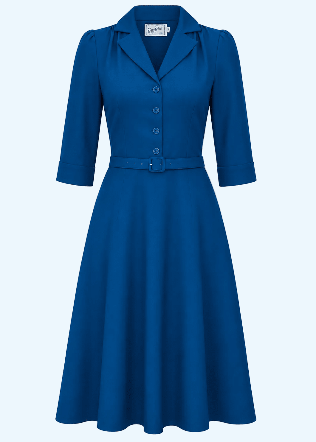 Betty skjortekjole med 3/4 ærmer - teal skjortekjole Daisy Dapper
