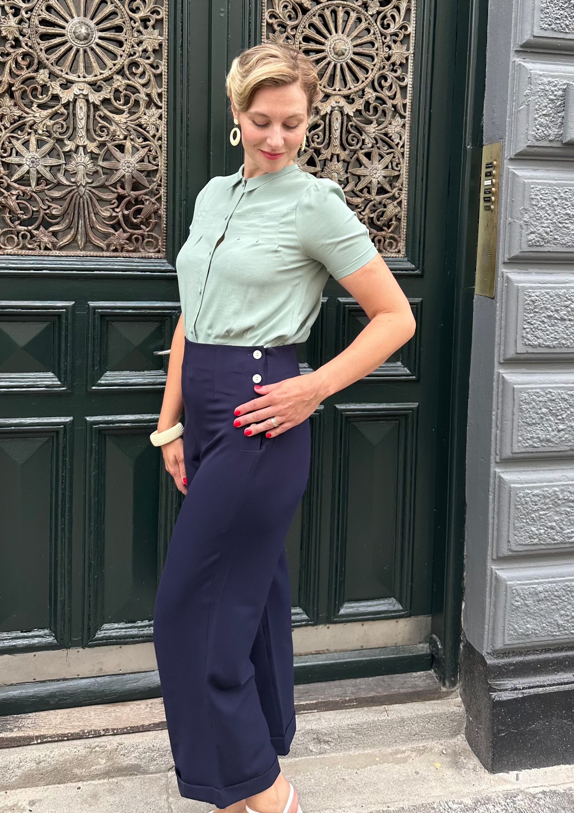 Bonnie skjorte i lyse grøn kortærmet skjorte House Of Foxy