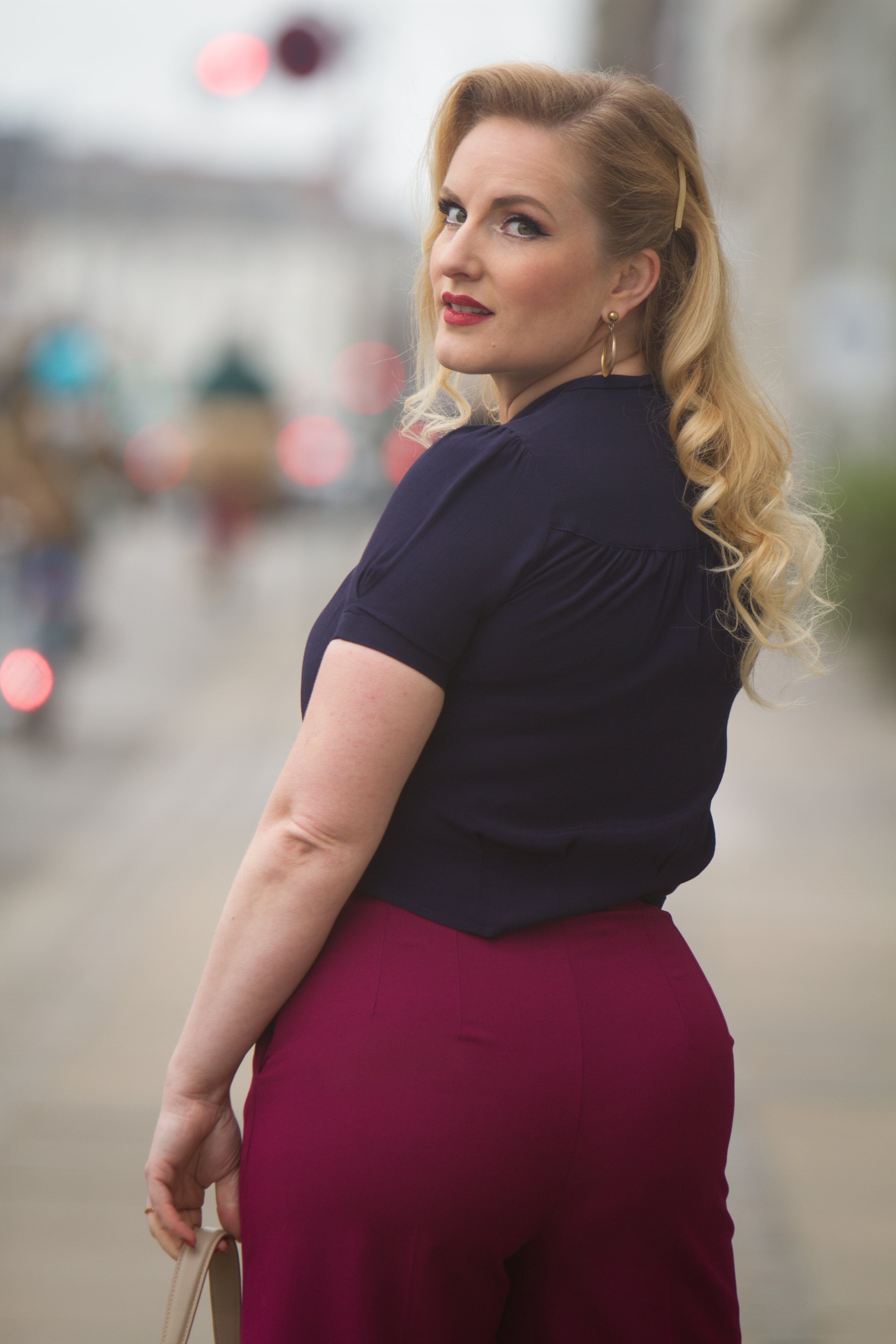 Bonnie skjorte i navy kortærmet skjorte House of Foxy