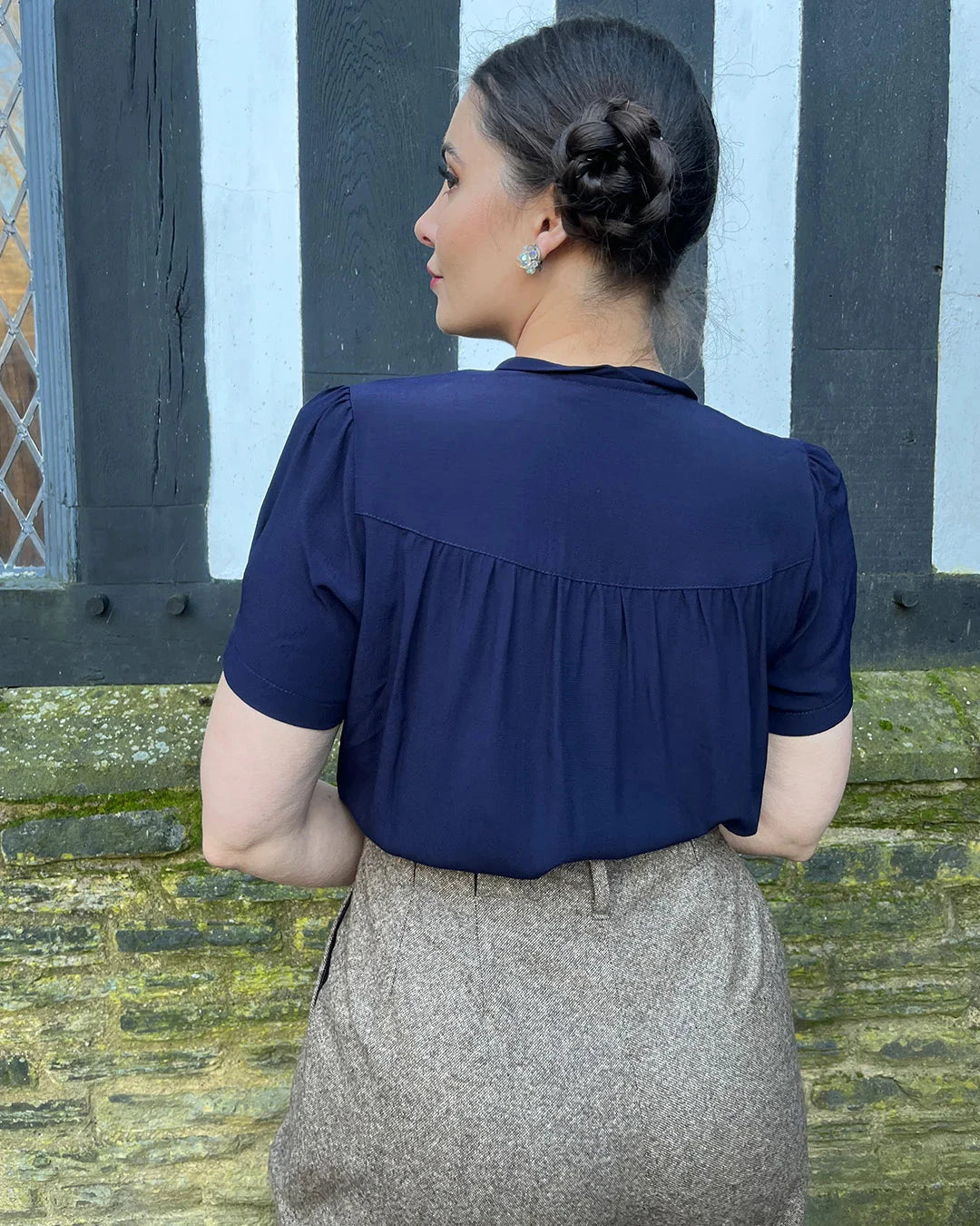 Bonnie skjorte i navy kortærmet skjorte House of Foxy