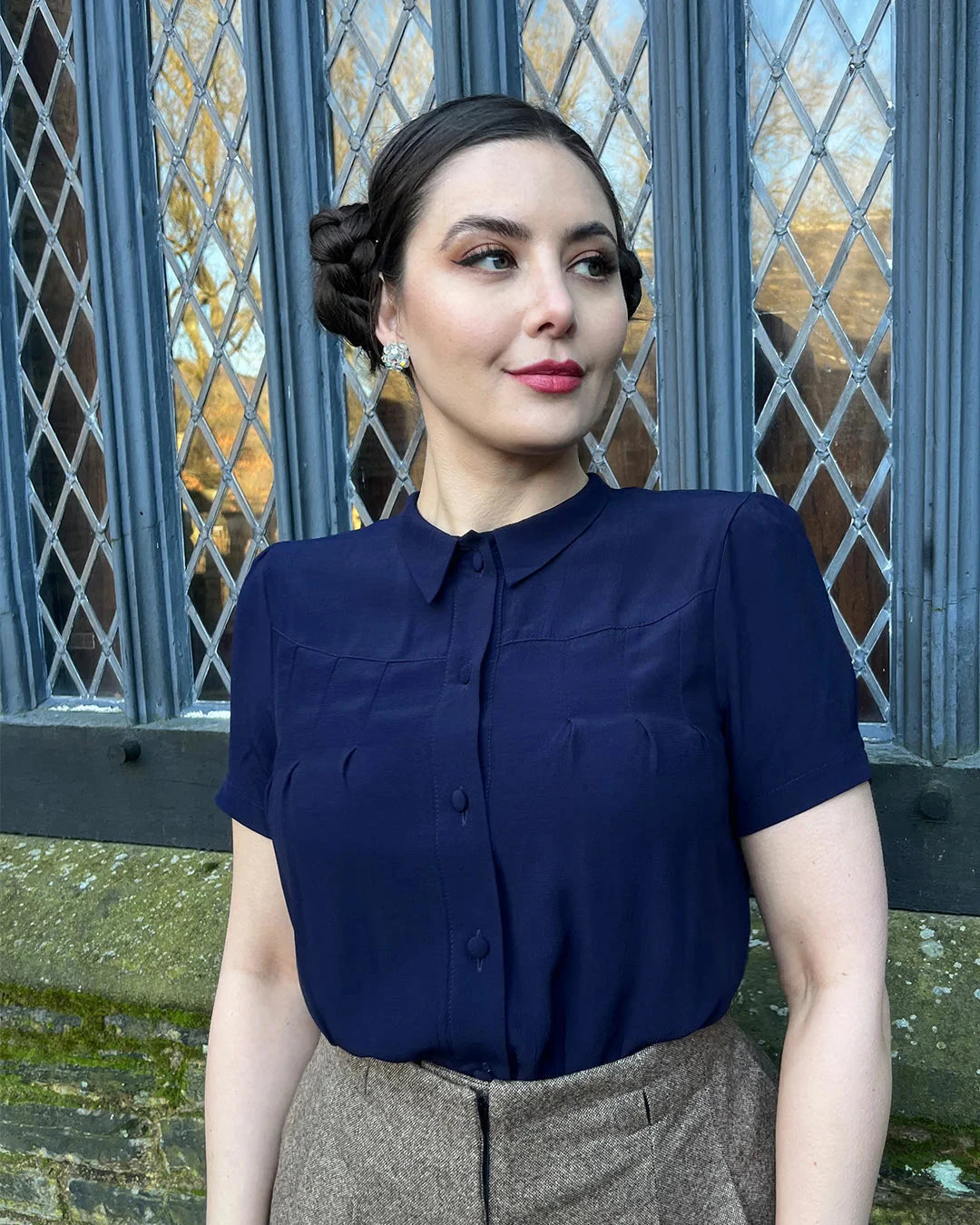 Bonnie skjorte i navy kortærmet skjorte House of Foxy