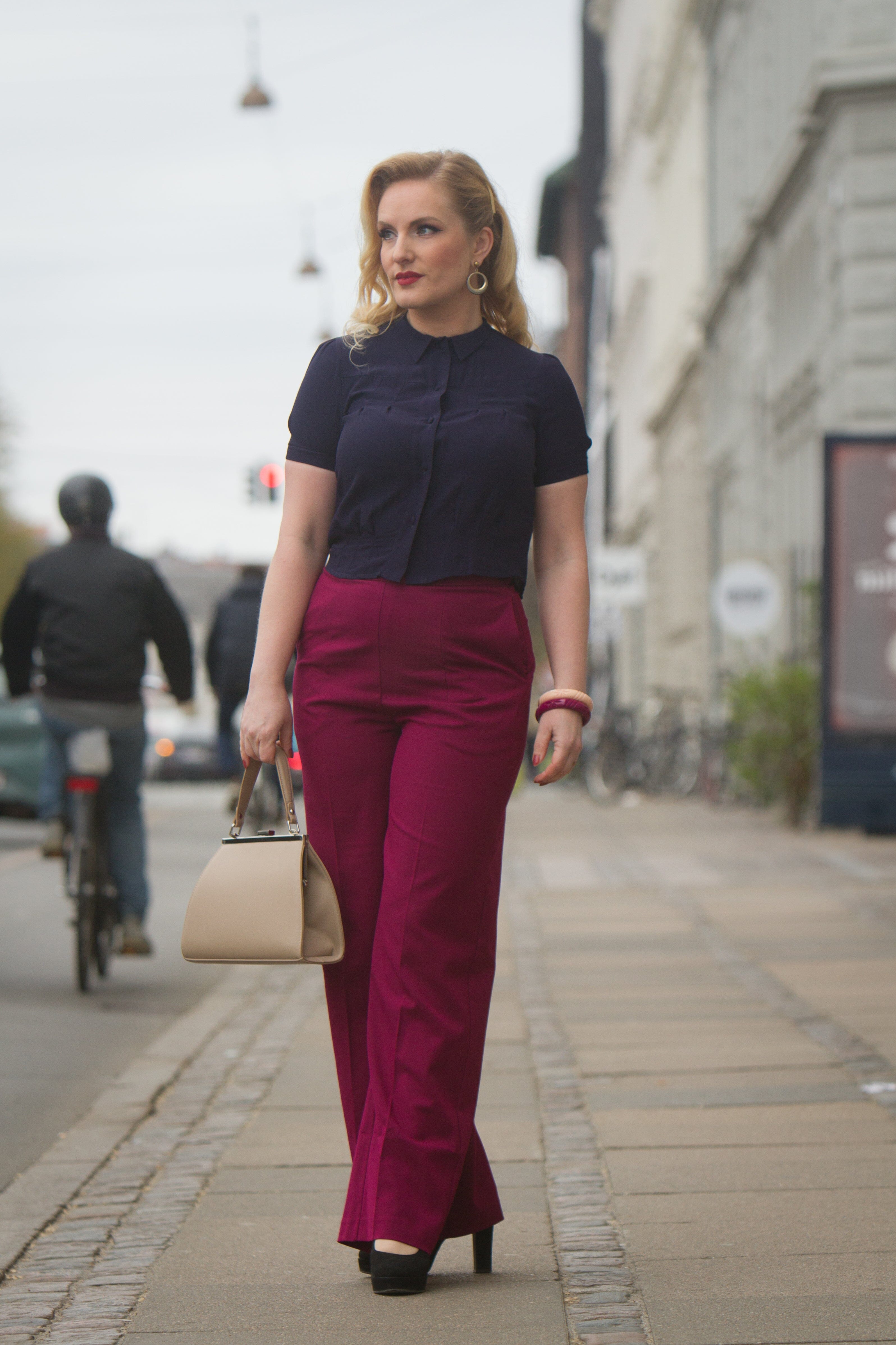 Bonnie skjorte i navy kortærmet skjorte House of Foxy