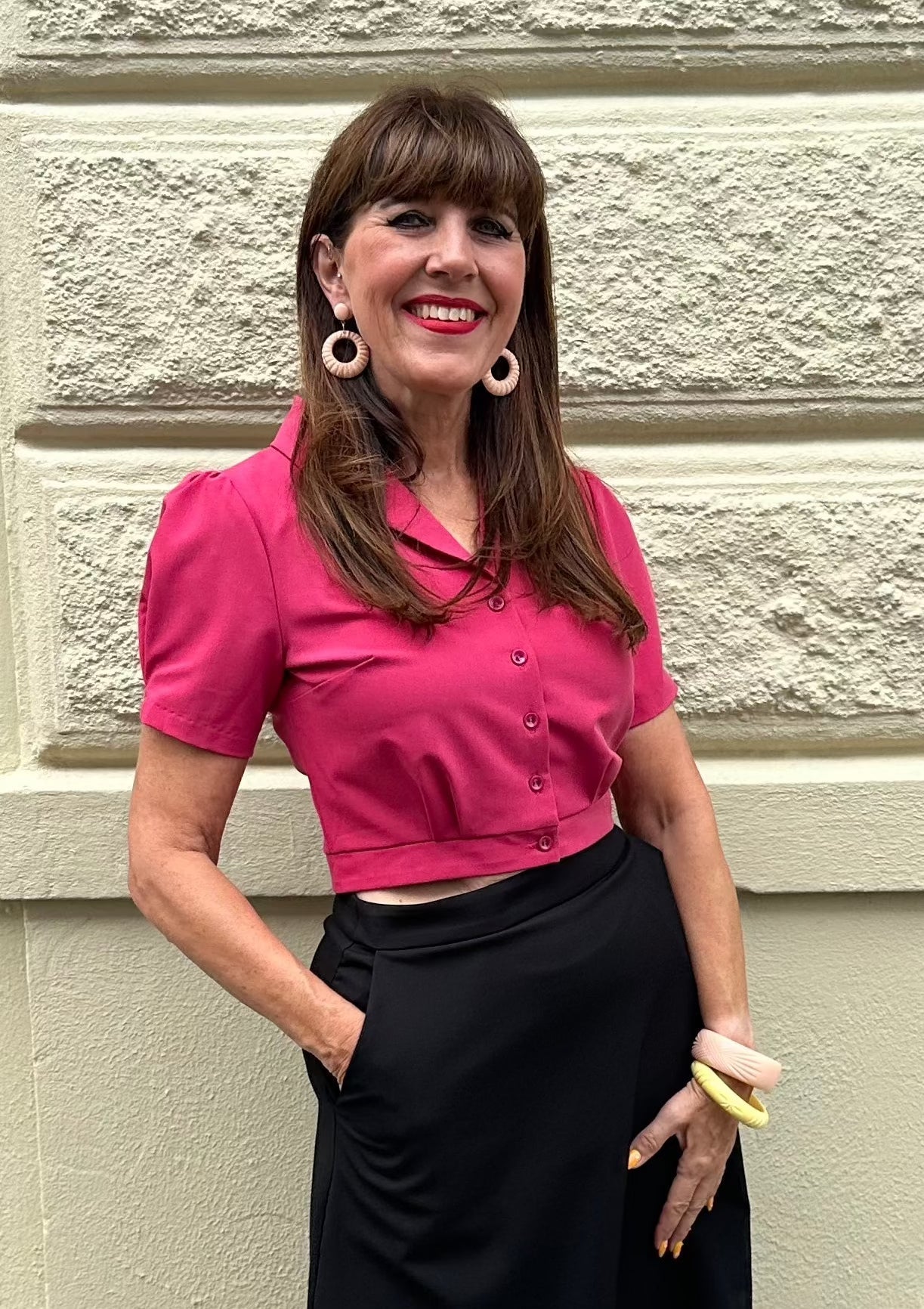 Bredt armbånd i vintage stil, fersken Accessories Rock It Rosie