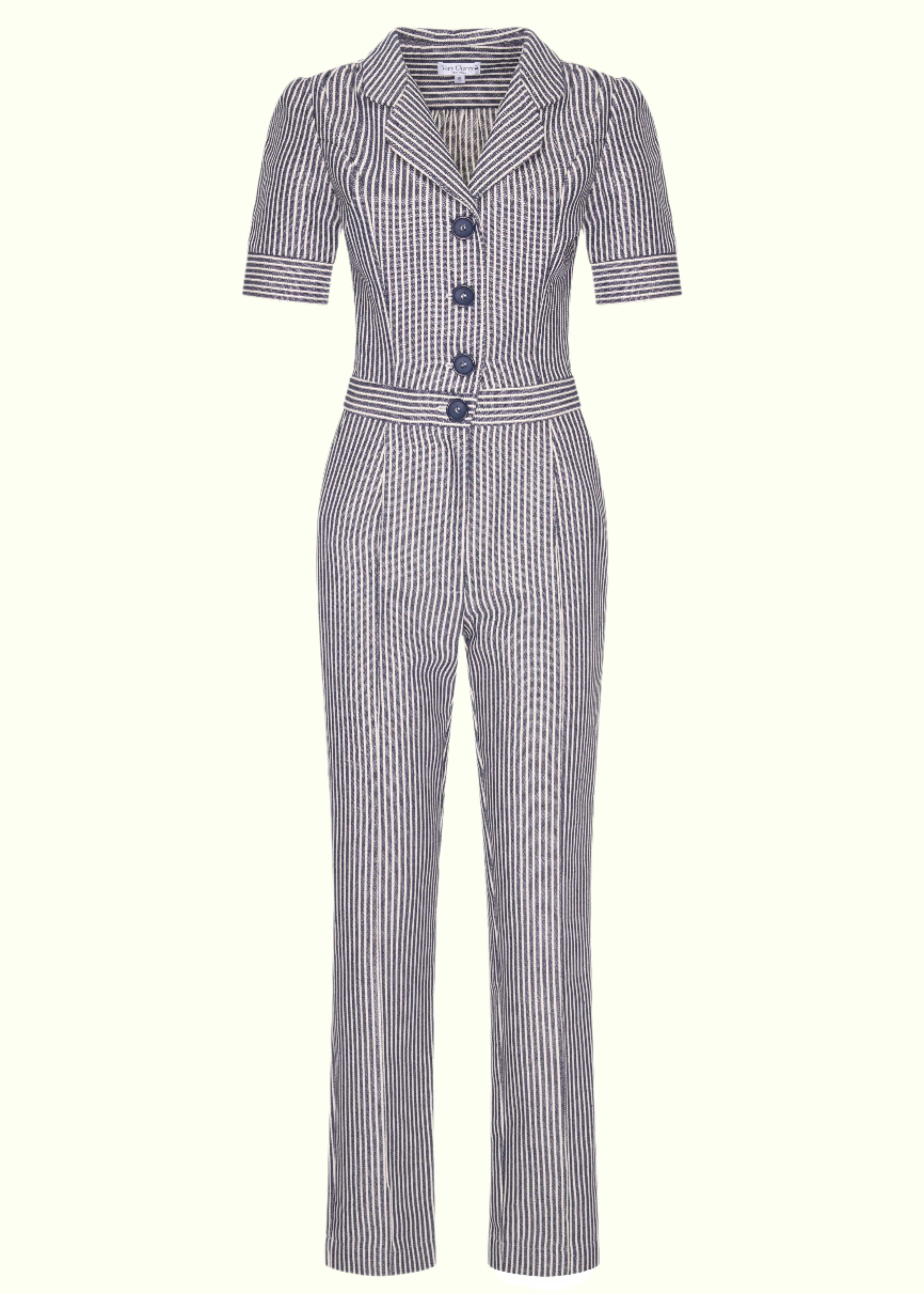 Buksedragt i navy med striber buksedragt Very Cherry