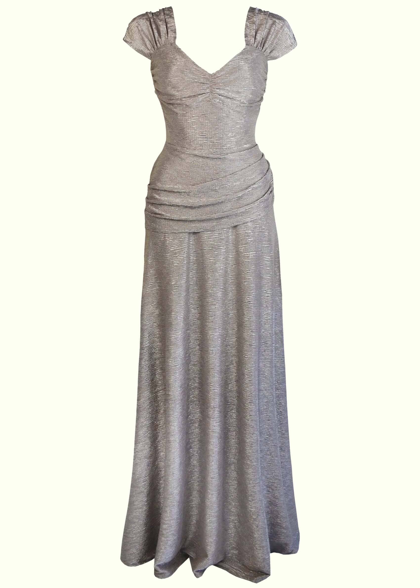 Celeste 1940'er aftenkjole i lys lilla med sølvskær aline kjole House of Foxy