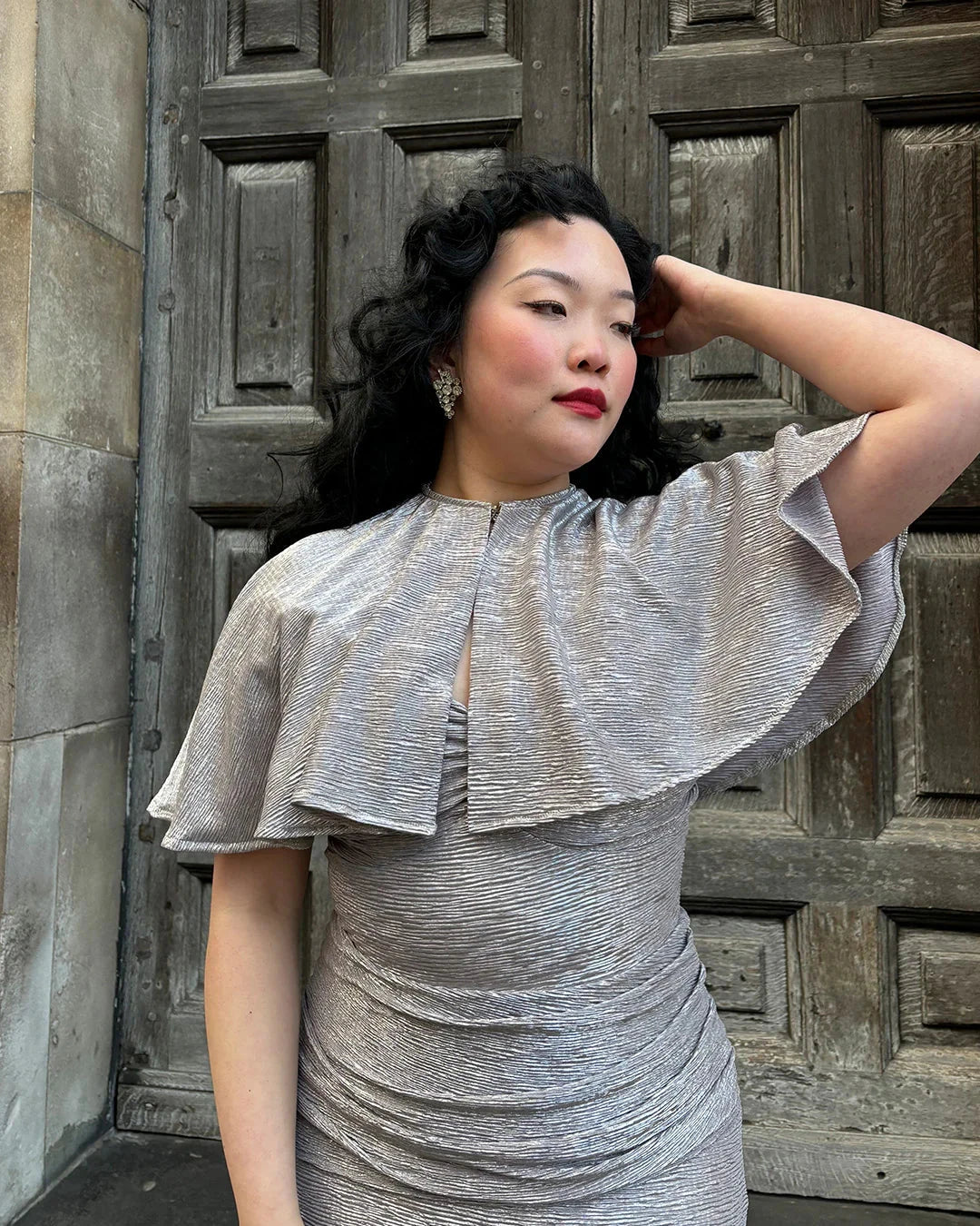 Celeste 1940'er aftenkjole i lys lilla med sølvskær aline kjole House of Foxy