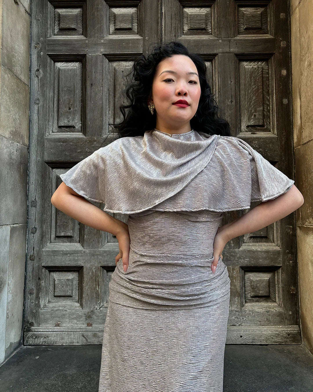 Celeste 1940'er aftenkjole i lys lilla med sølvskær aline kjole House of Foxy