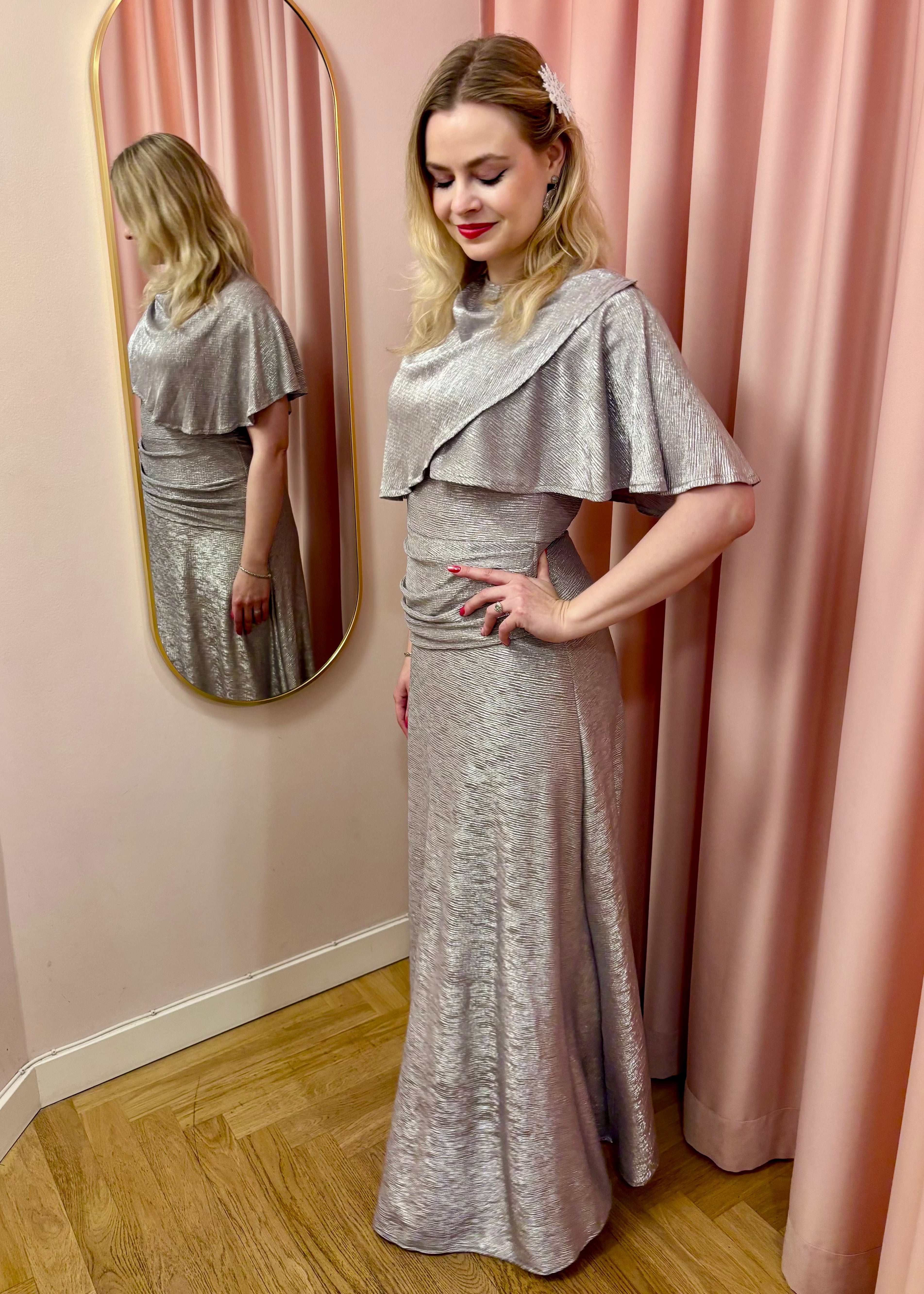 Celeste 1940'er aftenkjole - sølv aline kjole House of Foxy