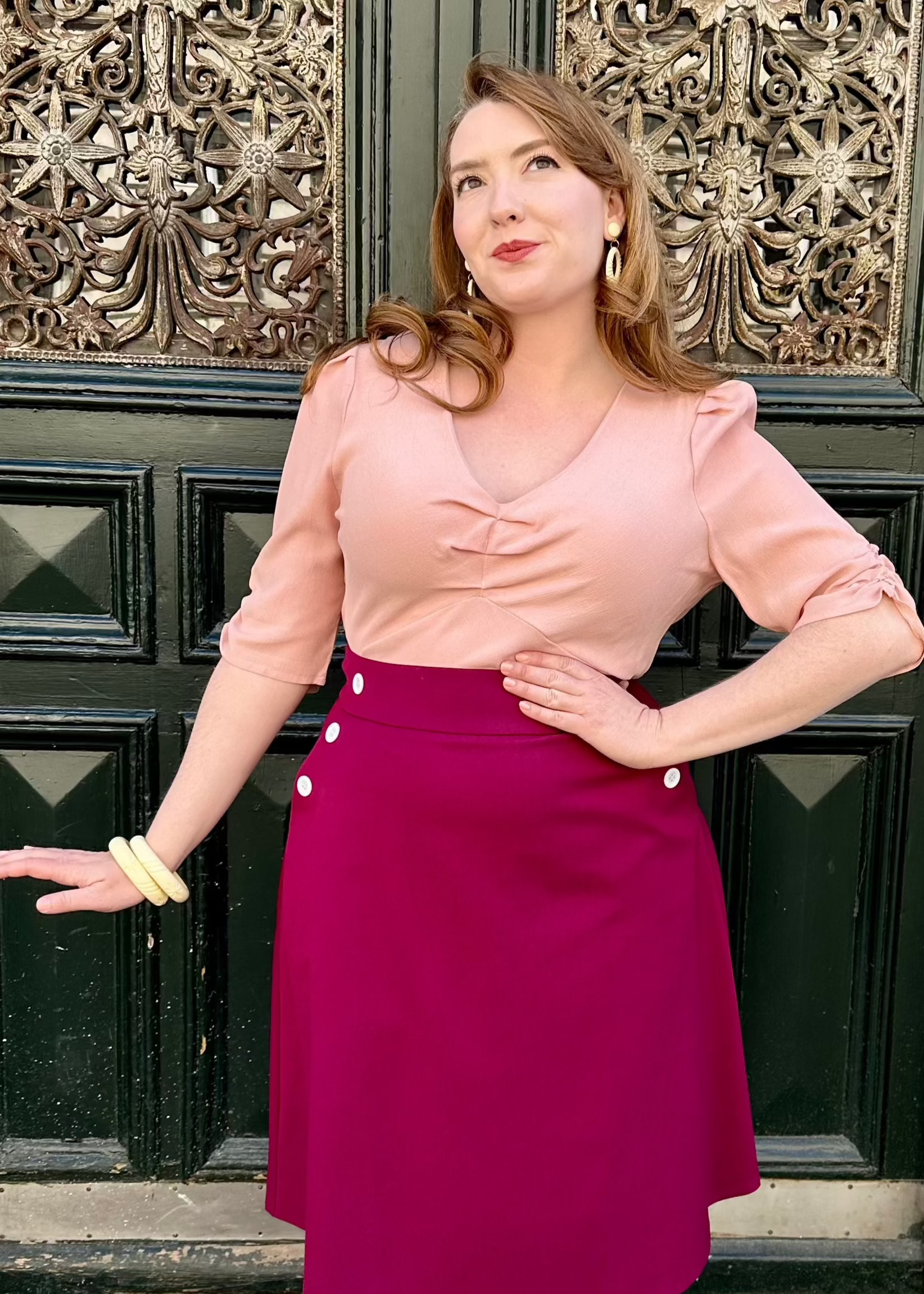 Celia bluse i blush langærmet skjorte House of Foxy