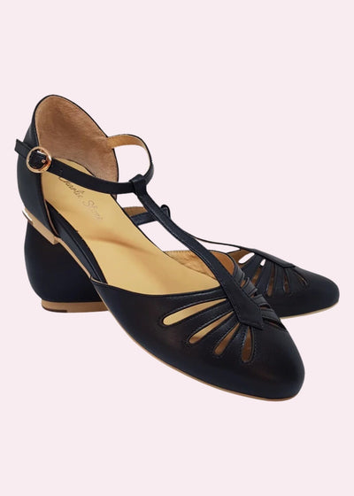 Charlie Stone: Singapore Vintage stil læder sko i sort sko Charlie Stone 