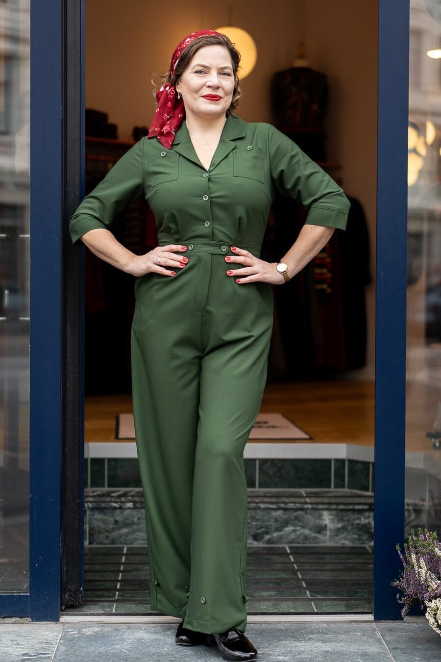 Daisy Dapper: Buksedragt med 3/4 lange ærmer i rust toej Daisy Dapper