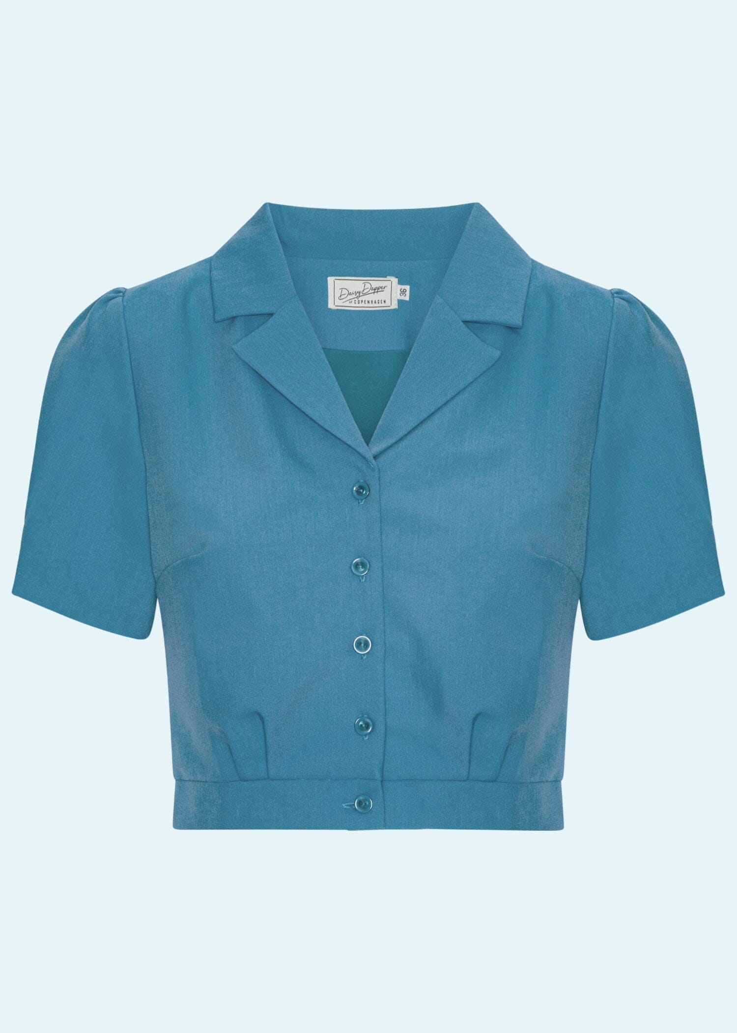 Daisy kortærmet cropped skjorte i Air Force blue kortærmet skjorte Daisy Dapper