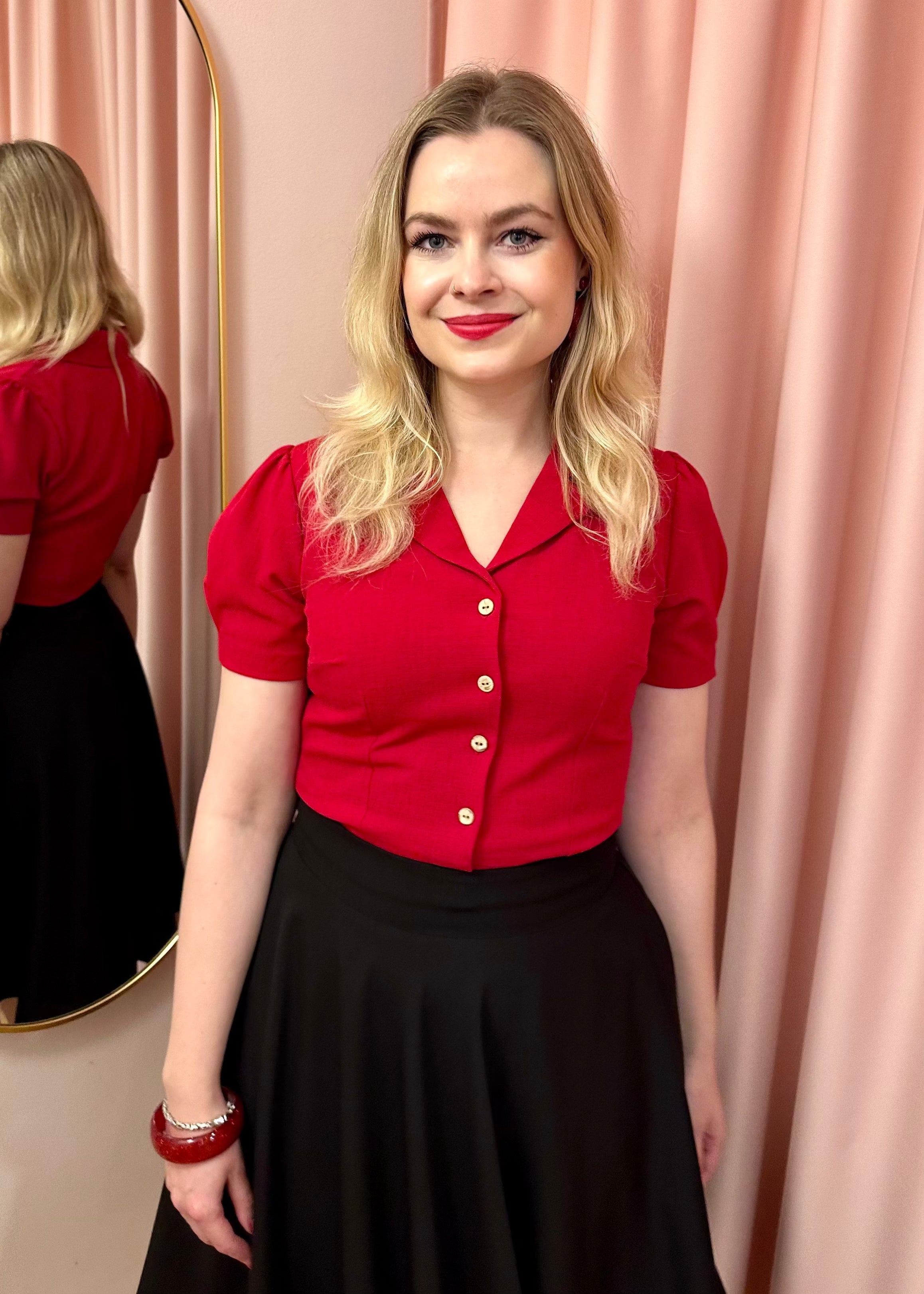 Daisy kortærmet skjorte - rød kortærmet skjorte Daisy Dapper