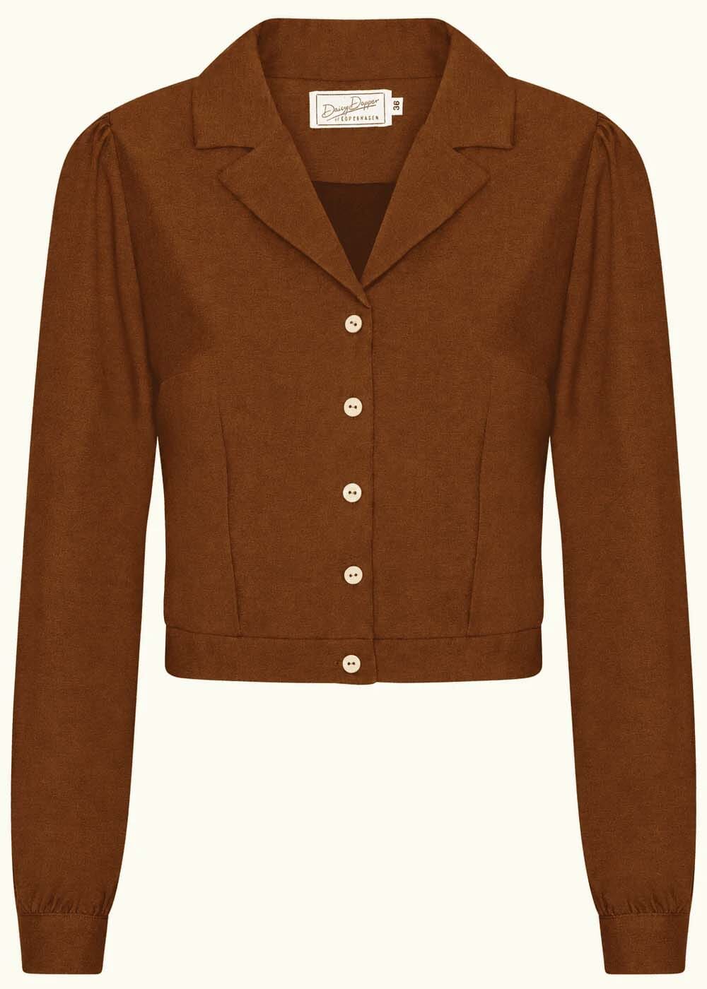 Daisy langærmet skjorte - cognac linen look langærmet skjorte Daisy Dapper