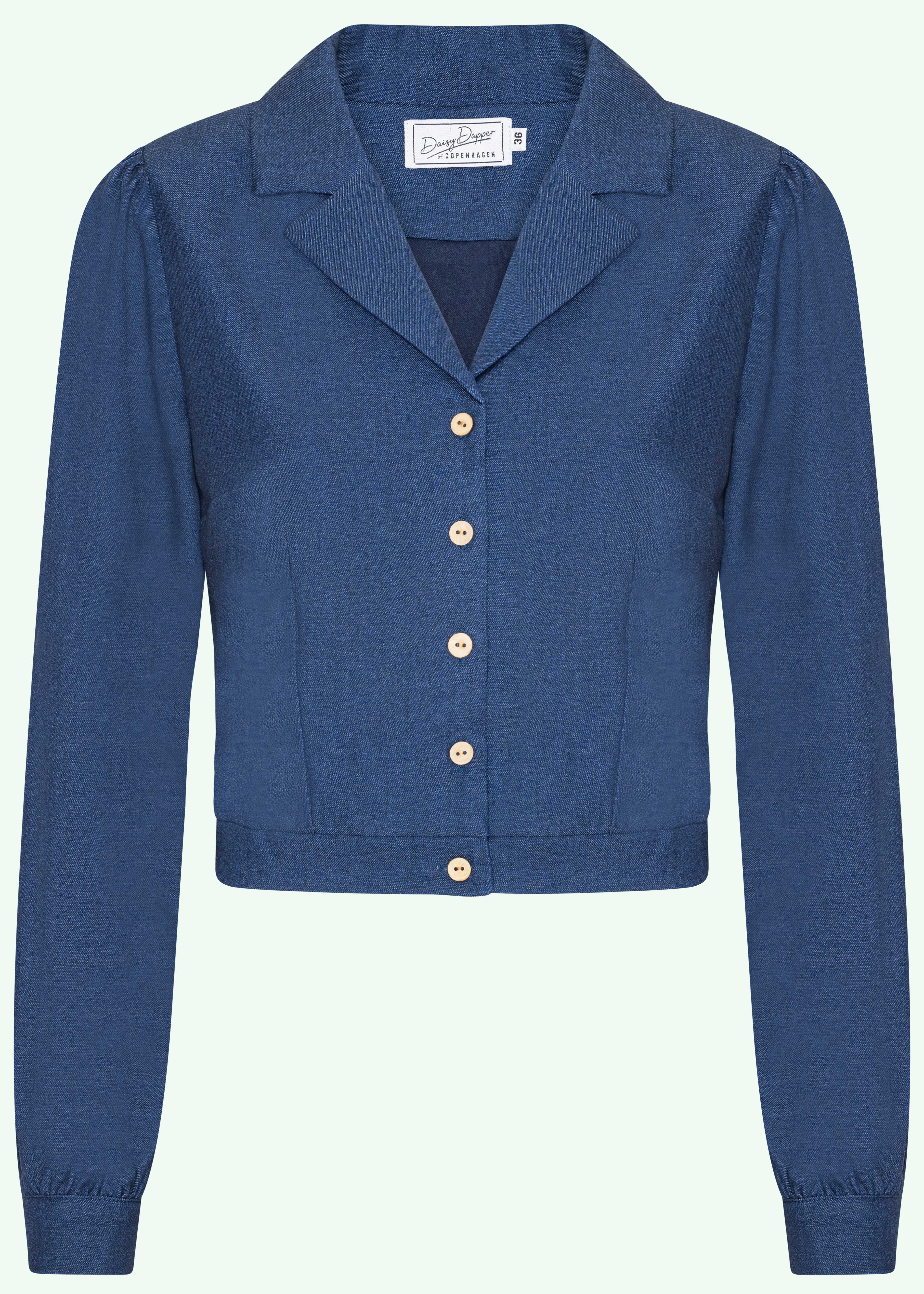 Daisy langærmet skjorte i blå denim-look langærmet skjorte Daisy Dapper