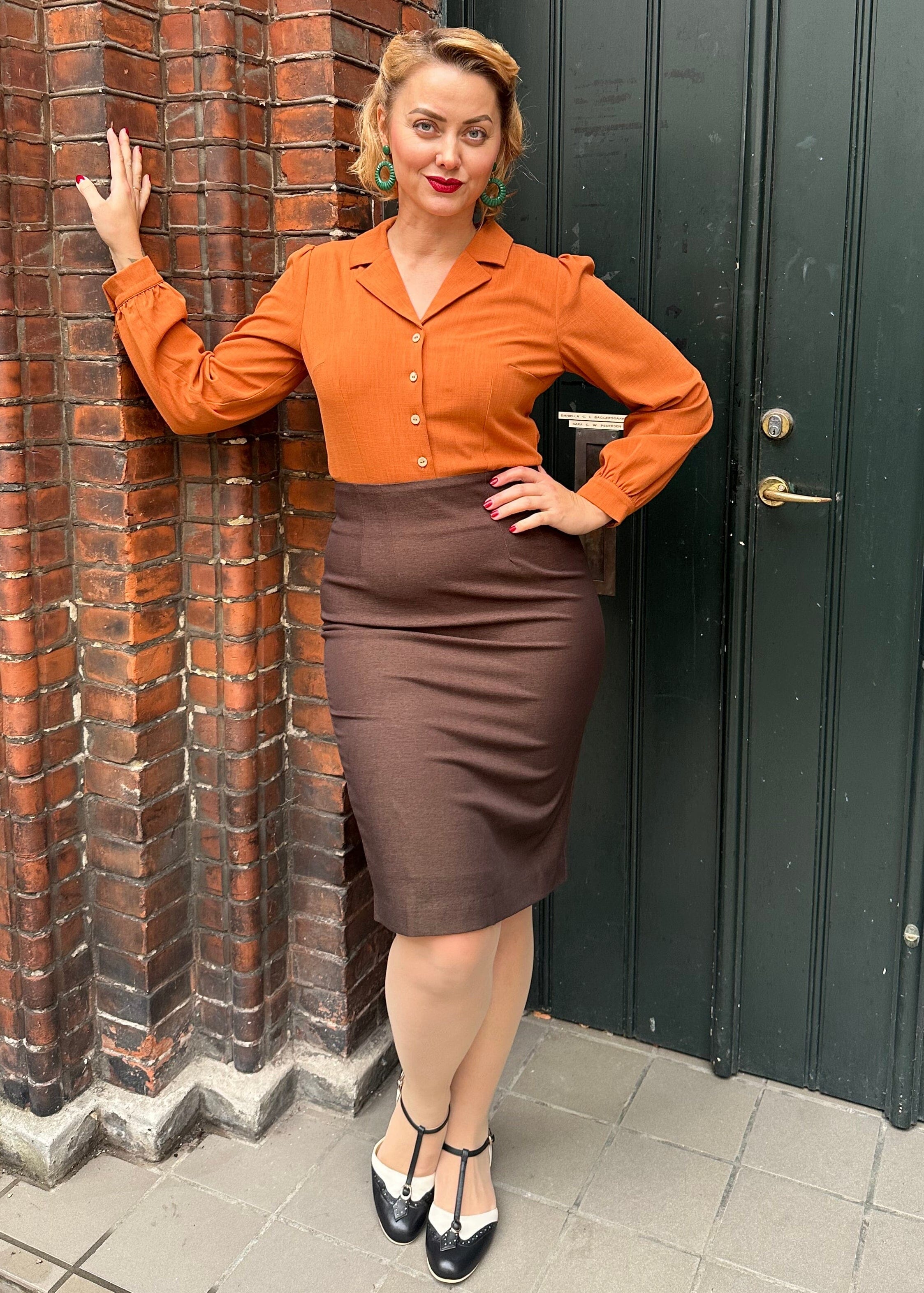 Daisy langærmet skjorte i brændt orange langærmet skjorte Daisy Dapper