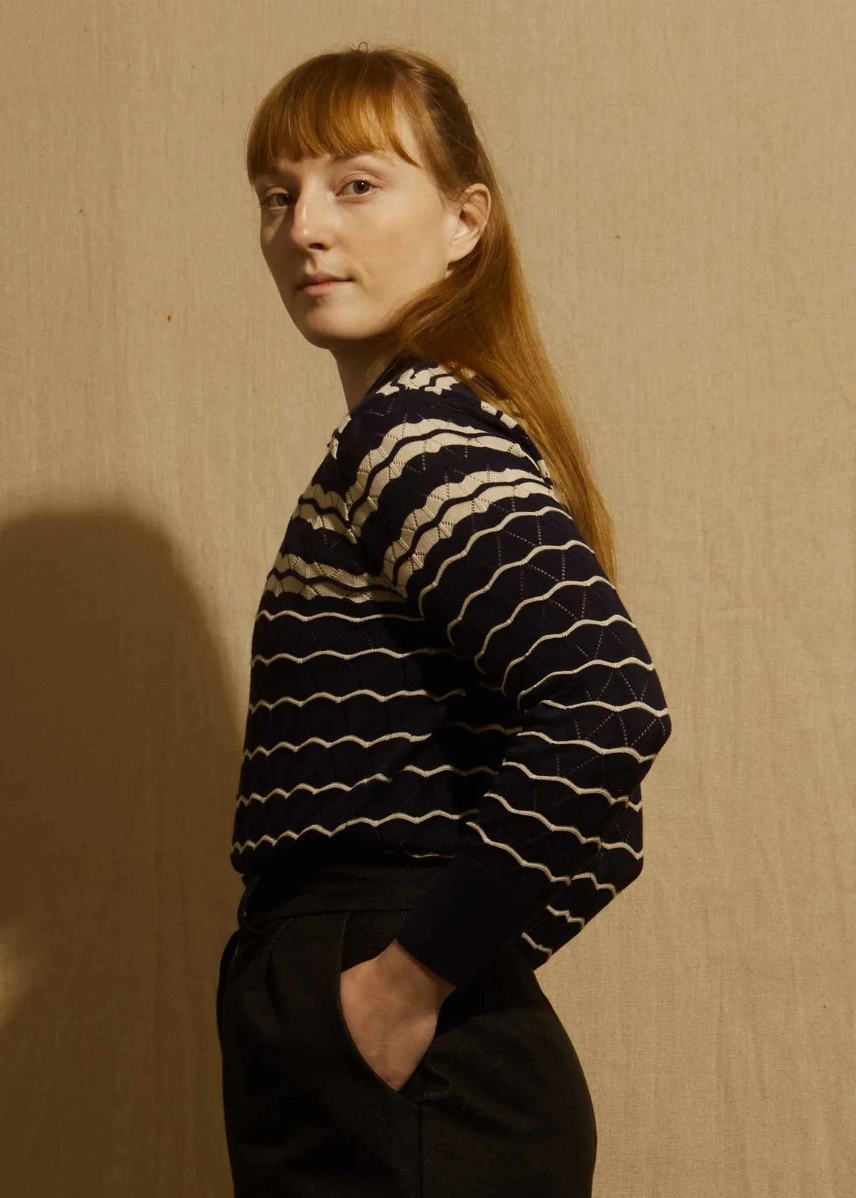 Dolly top - Navy stripes strik Palava