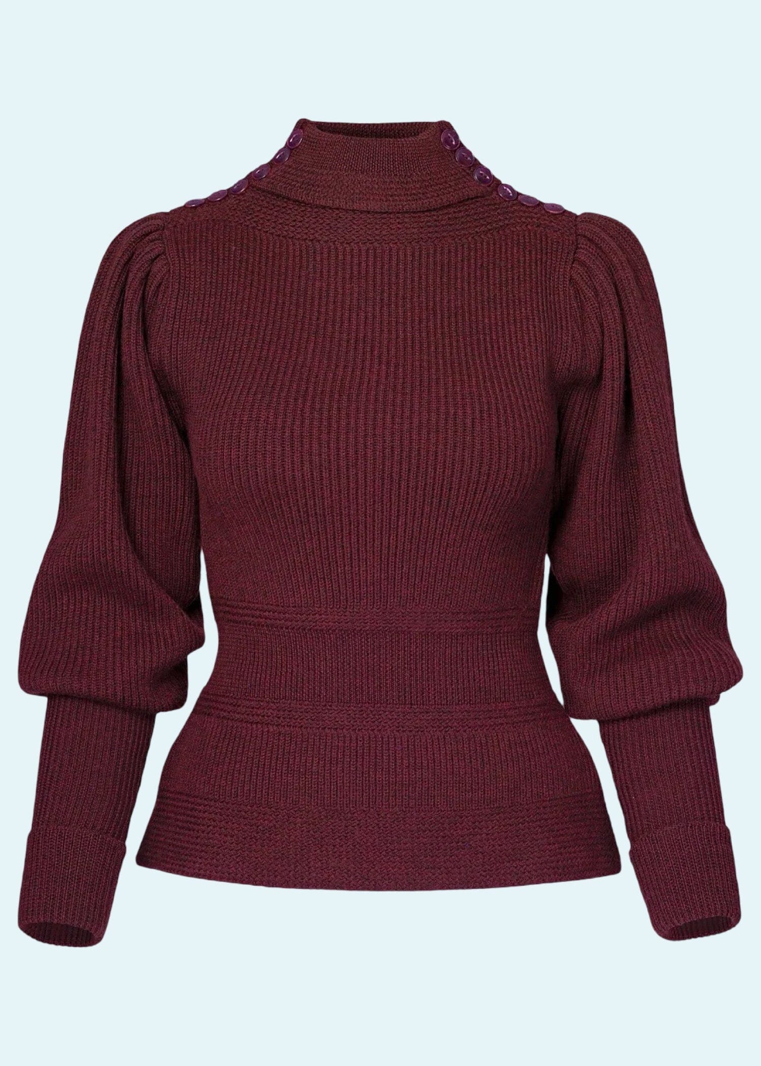 Edwardian Cycling Sweater i maroon melange merinould bluse Emmy Design