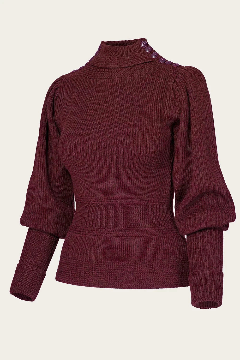 Edwardian Cycling Sweater i maroon melange merinould bluse Emmy Design
