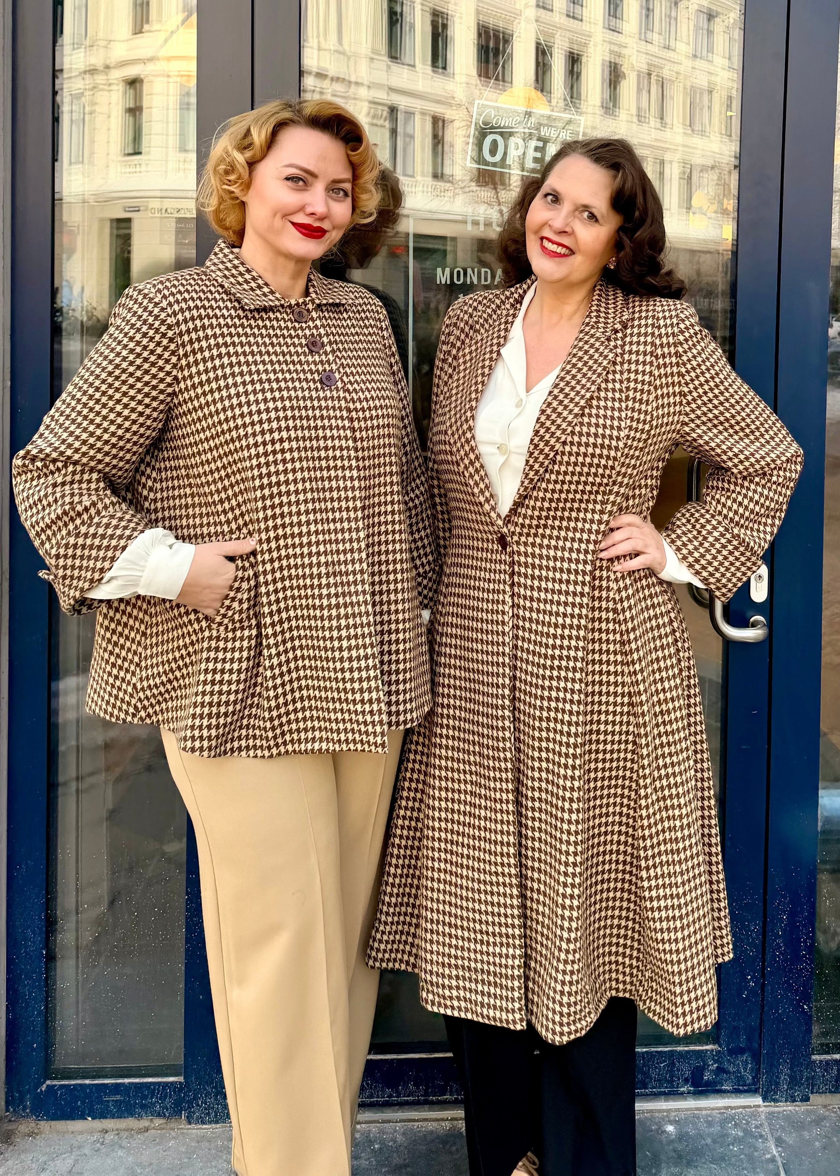 Elisabeth 1940er frakke - brun pepitetern frakke Seamstress Of Bloomsbury