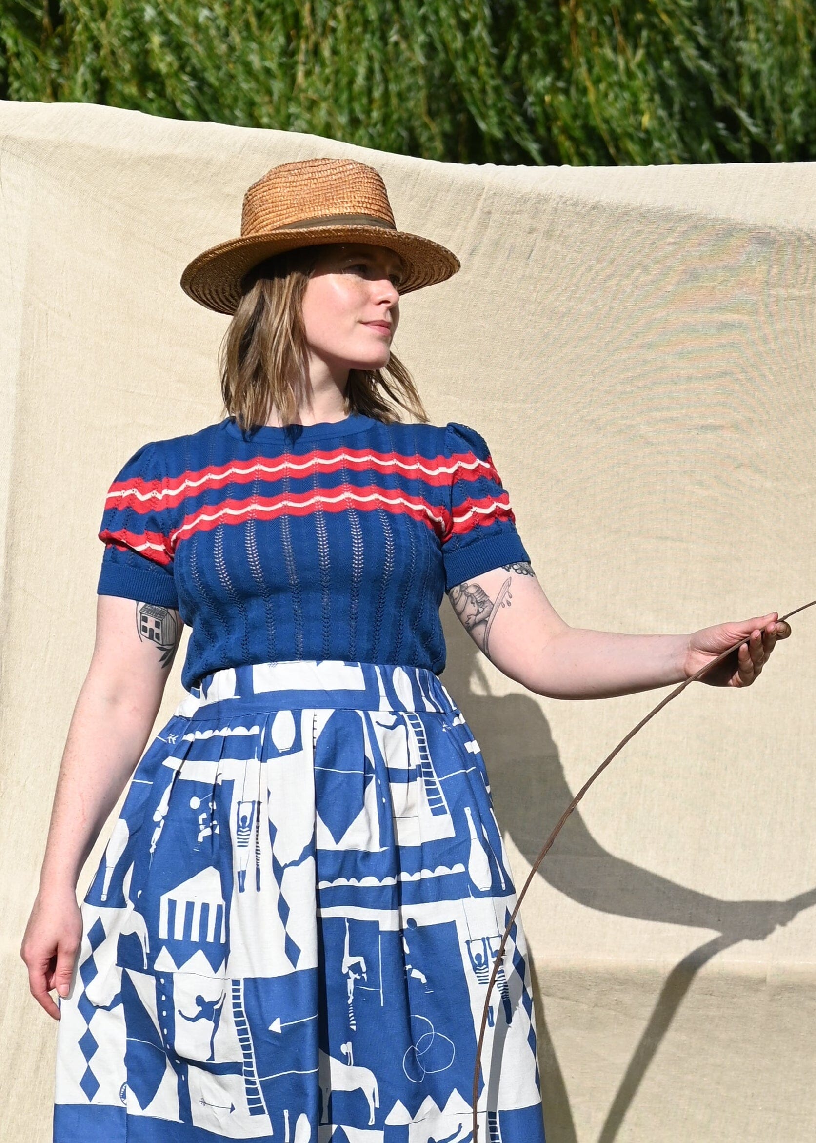 Eve Knitted Top – Blue Marbled Strik Palava