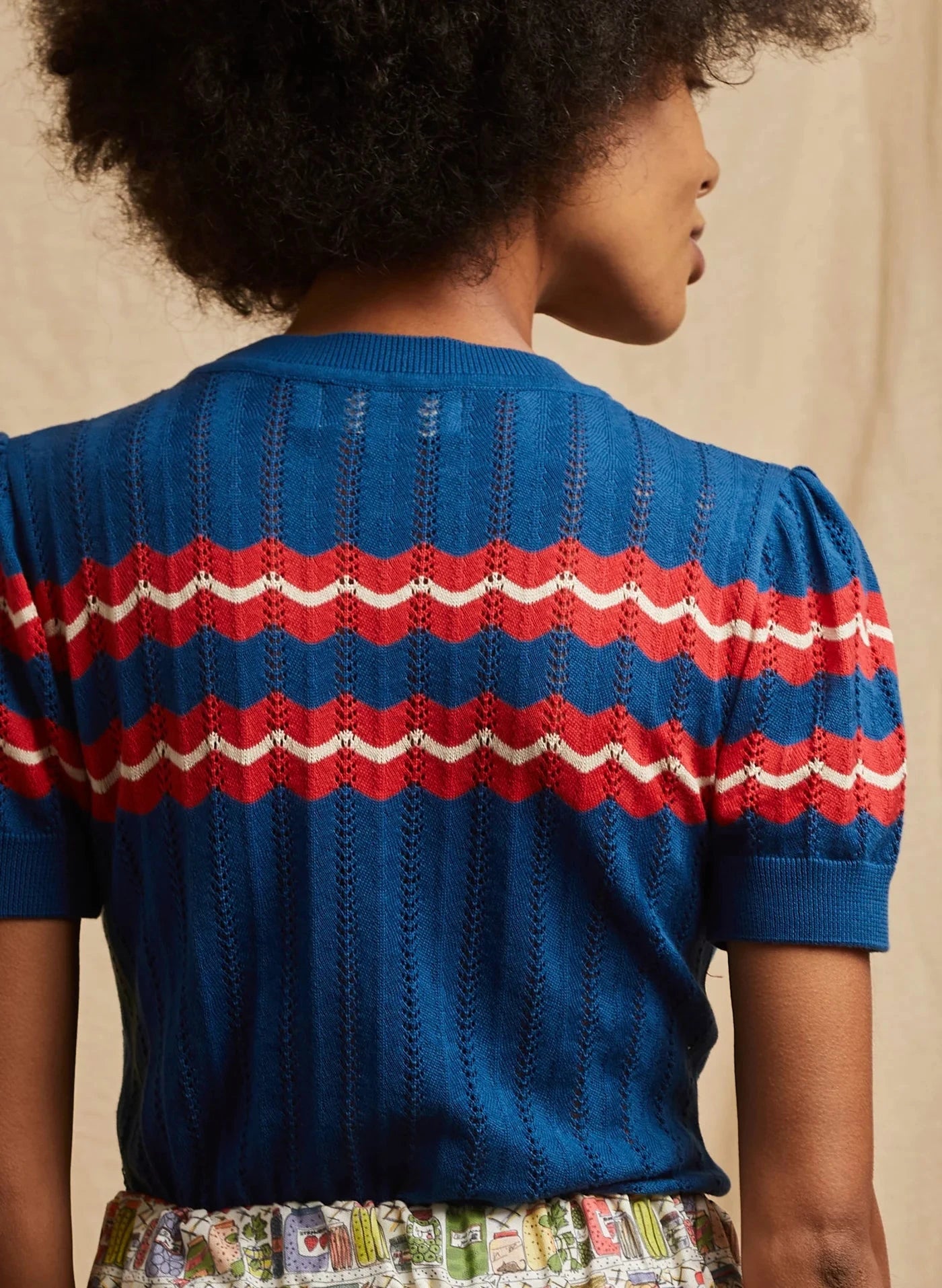 Eve Knitted Top – Blue Marbled Strik Palava