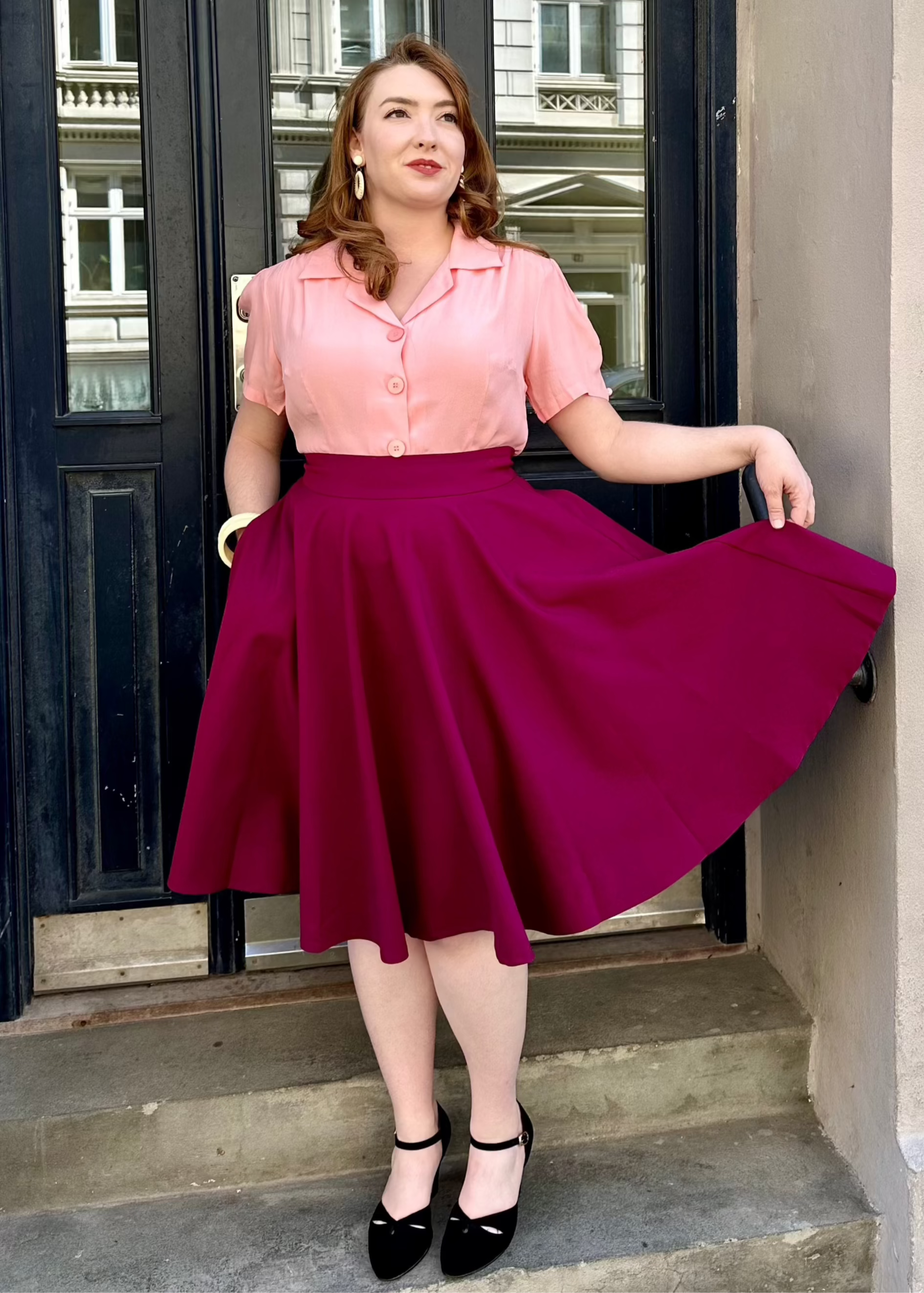 Grace kortærmet skjorte i blossom pink kortærmet skjorte Seamstress Of Bloomsbury